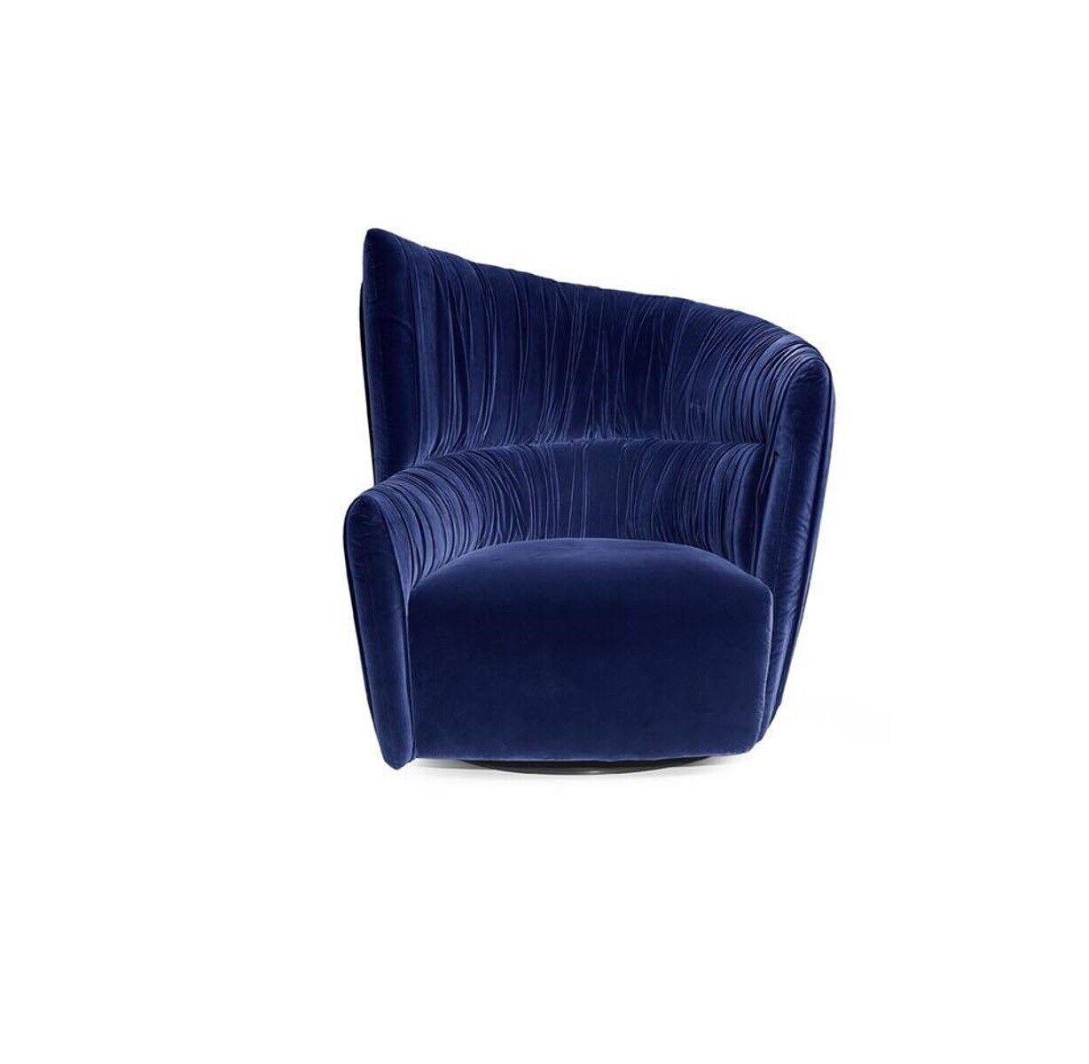 Design Sessel Luxus Sessel Modern Wohnzimmer Textil Stil (Sessel), Möbel Europe Design Blau JVmoebel Made in