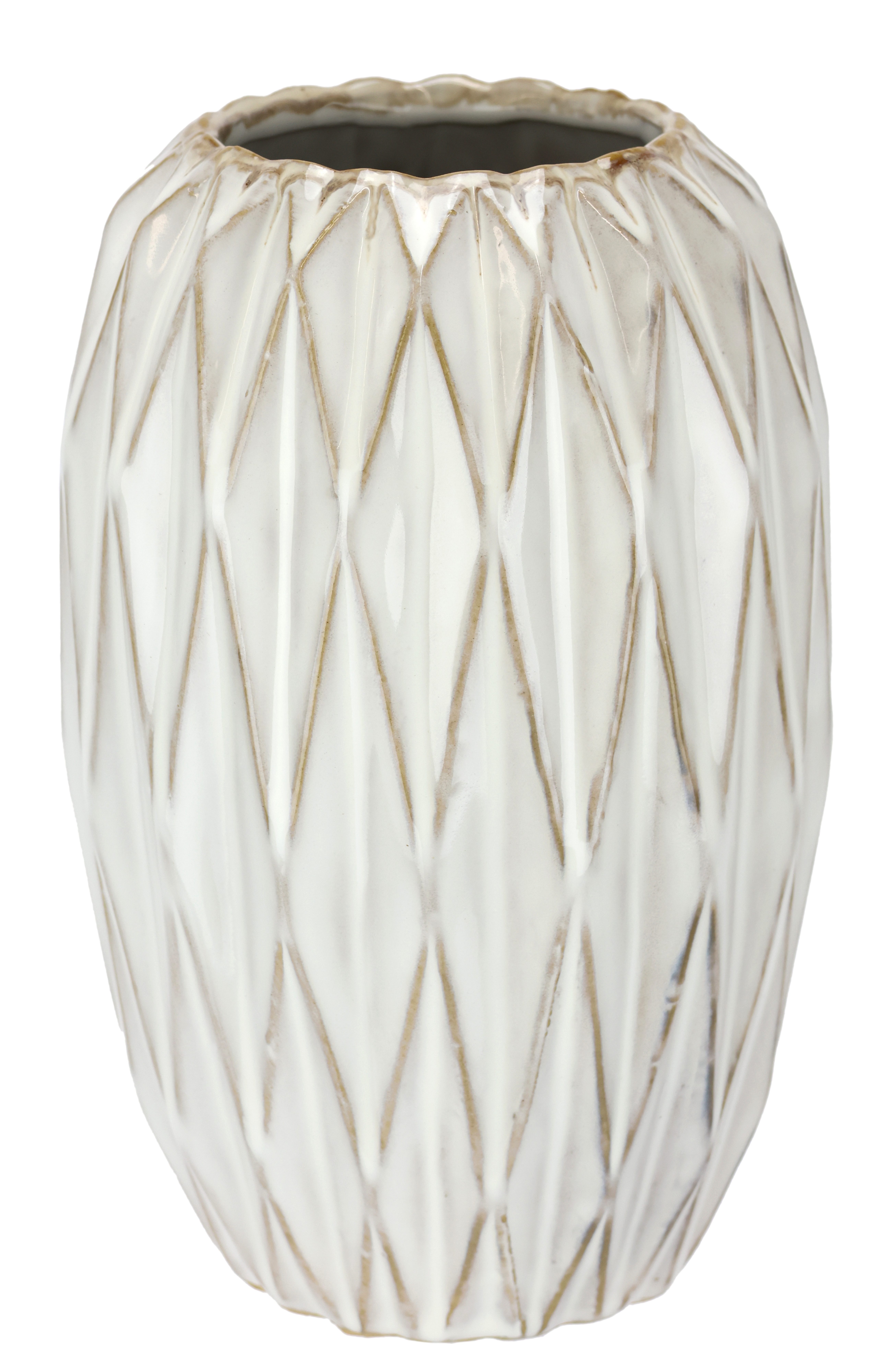 I.GE.A. Dekovase Vase aus Keramik (1 St), Blumentopf geriffelt Zylinderform günstig online kaufen