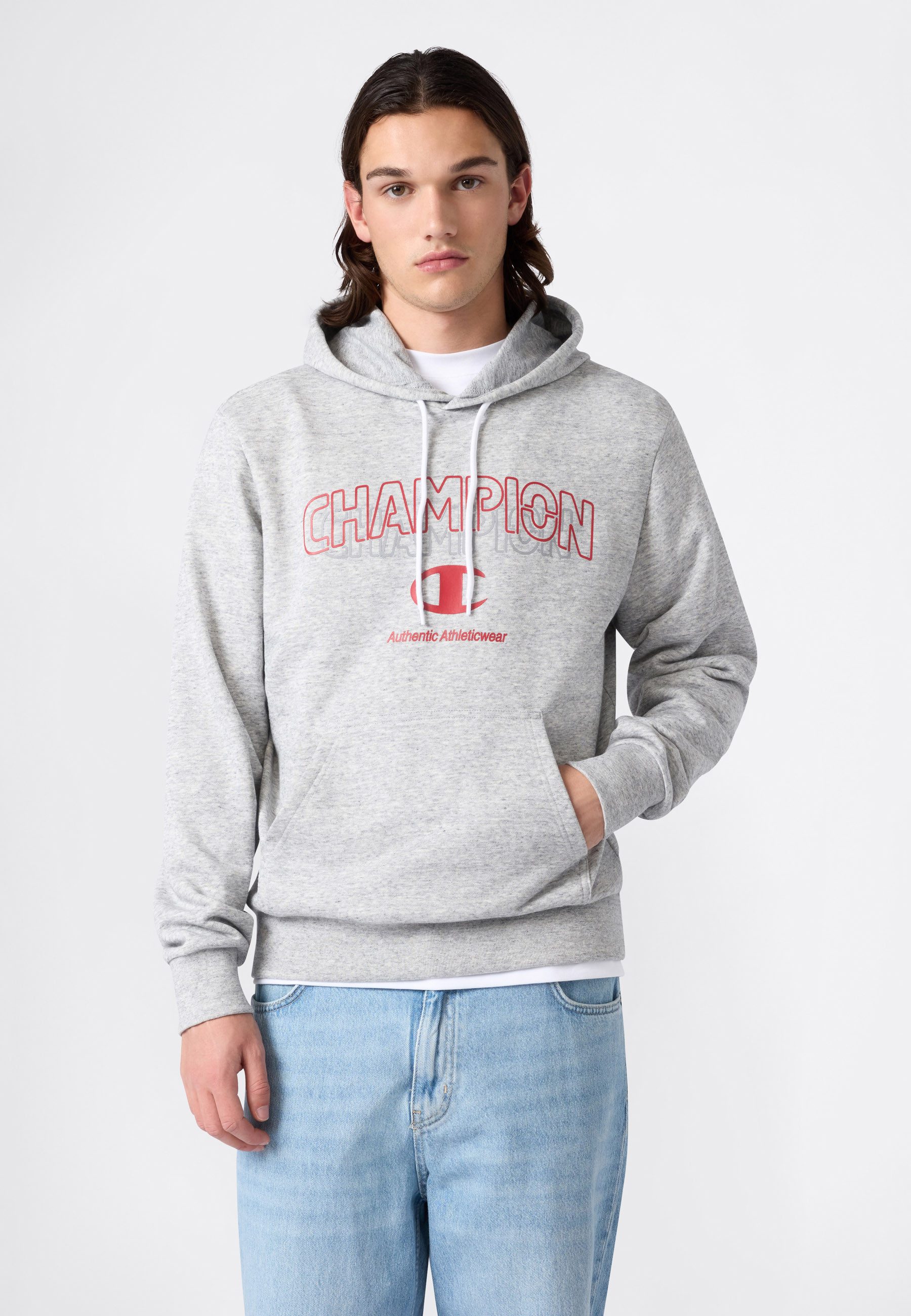 Champion Kapuzensweatshirt Graphic Terry Hoodie mit Rundhalsausschnitt, aus Baumwolle und Polyester