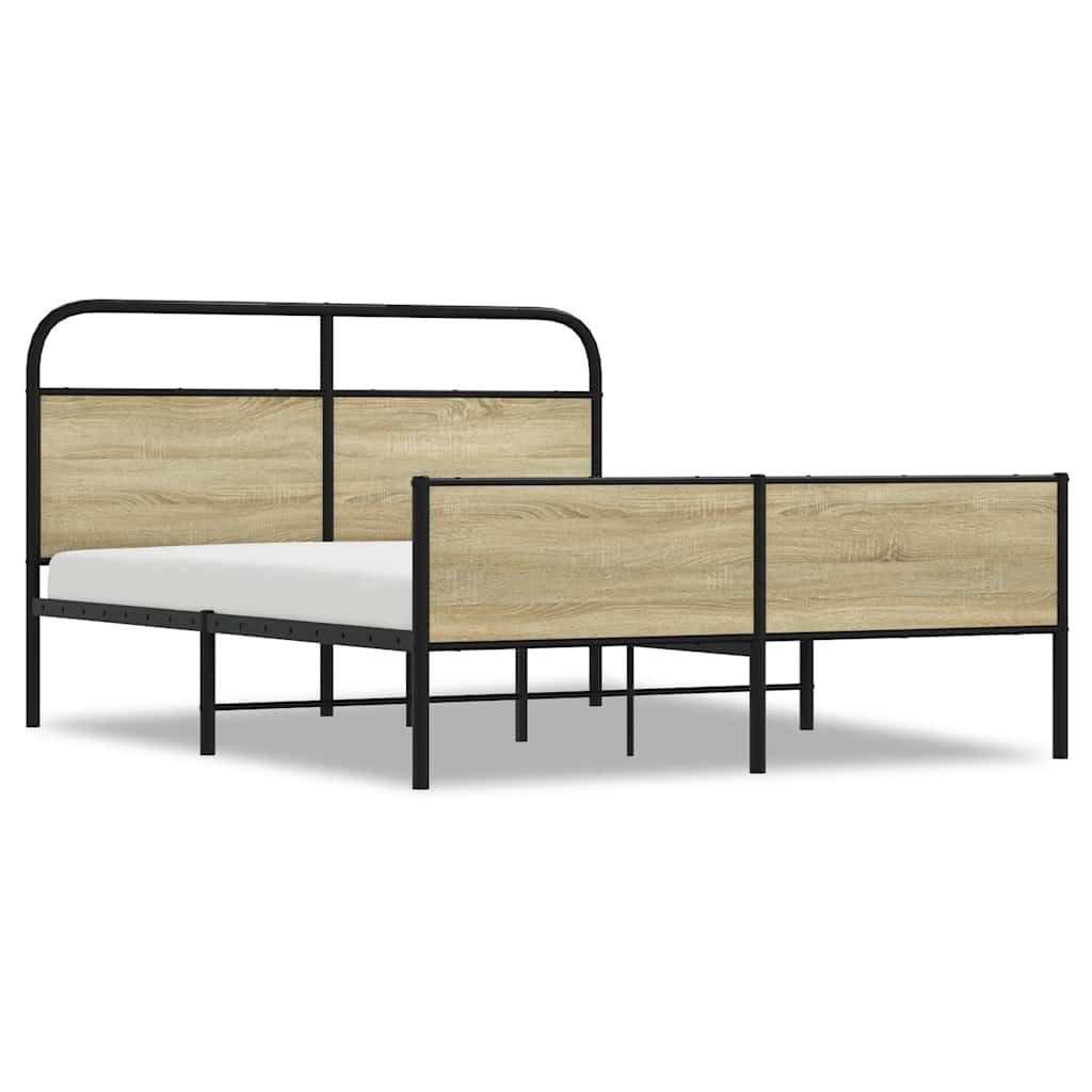 vidaXL Bett Metallbett ohne Matratze Sonoma-Eiche günstig online kaufen