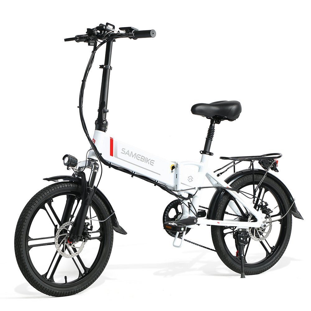 Gotagee E-Bike Elektrofahrrad 20LVXD30-II E-Bike 20Zoll Shimano 7 Gänge Schaltung, 7 Gang, (spar-set, Integrierte Räder,geeignet für Körpergröße 150-210cm, Gewicht 150kg), mit LCD-Instrument, verstellbare Sitzhöhe, mit Rücksitz und Rücklicht Weiß