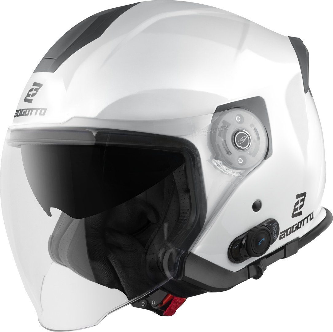 Bogotto Motorradhelm H586 BT Solid Bluetooth Jethelm, Integriertes Kommunikationssystem,geeignet Für Brillenträger,hera