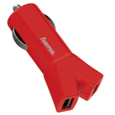 Hama »Hama Dual Auto KFZ USB Ladegerät 3,4A Lade-Adapter Lader für Handy iPhone Navi Rot« Auto-Adapter USB Typ A zu 12V Autostecker, doppel USB-Anschluss
