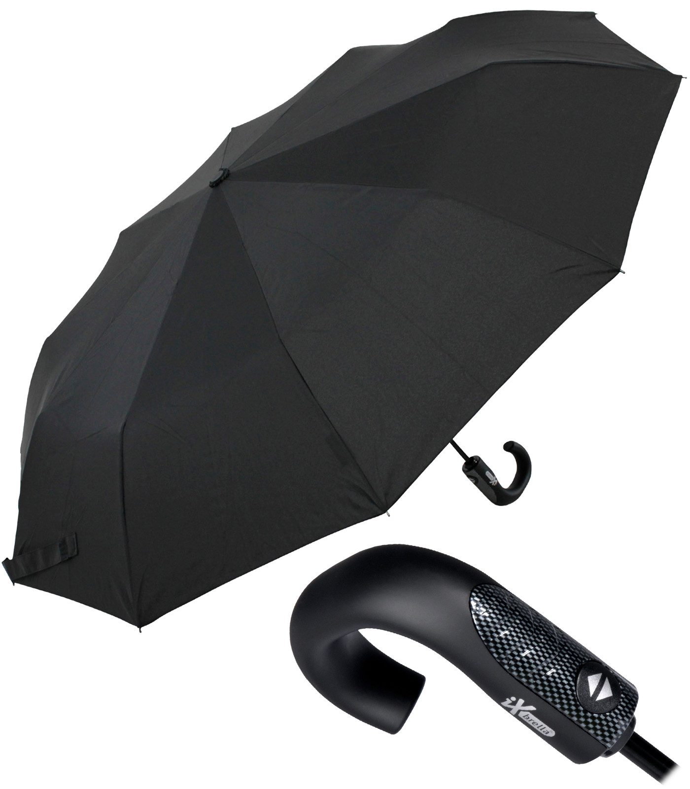 Taschenregenschirm mit Auf-Zu-Automatik und 10 Streben