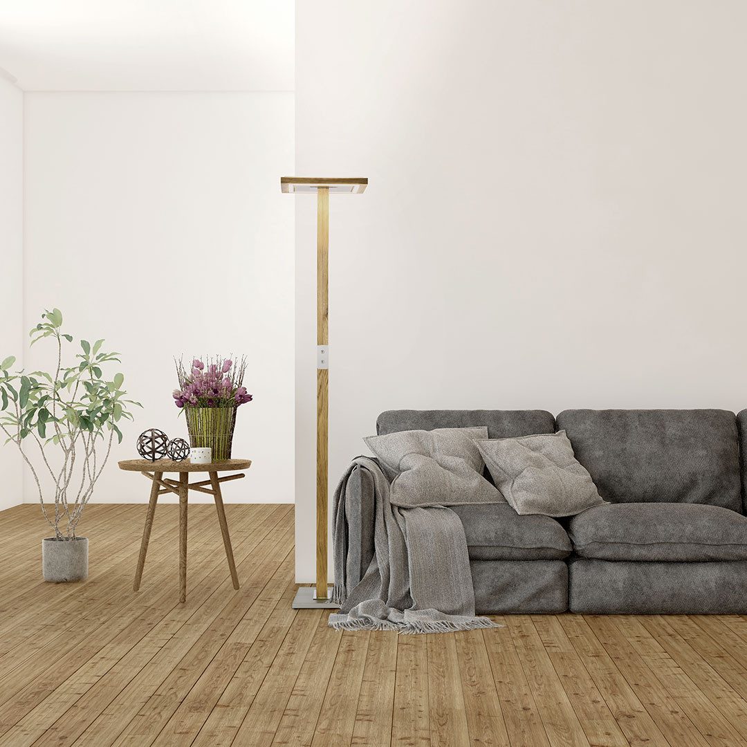 HerzBlut LED Stehlampe Otto O LED, Alu LED-Leiste Acryl, satiniert