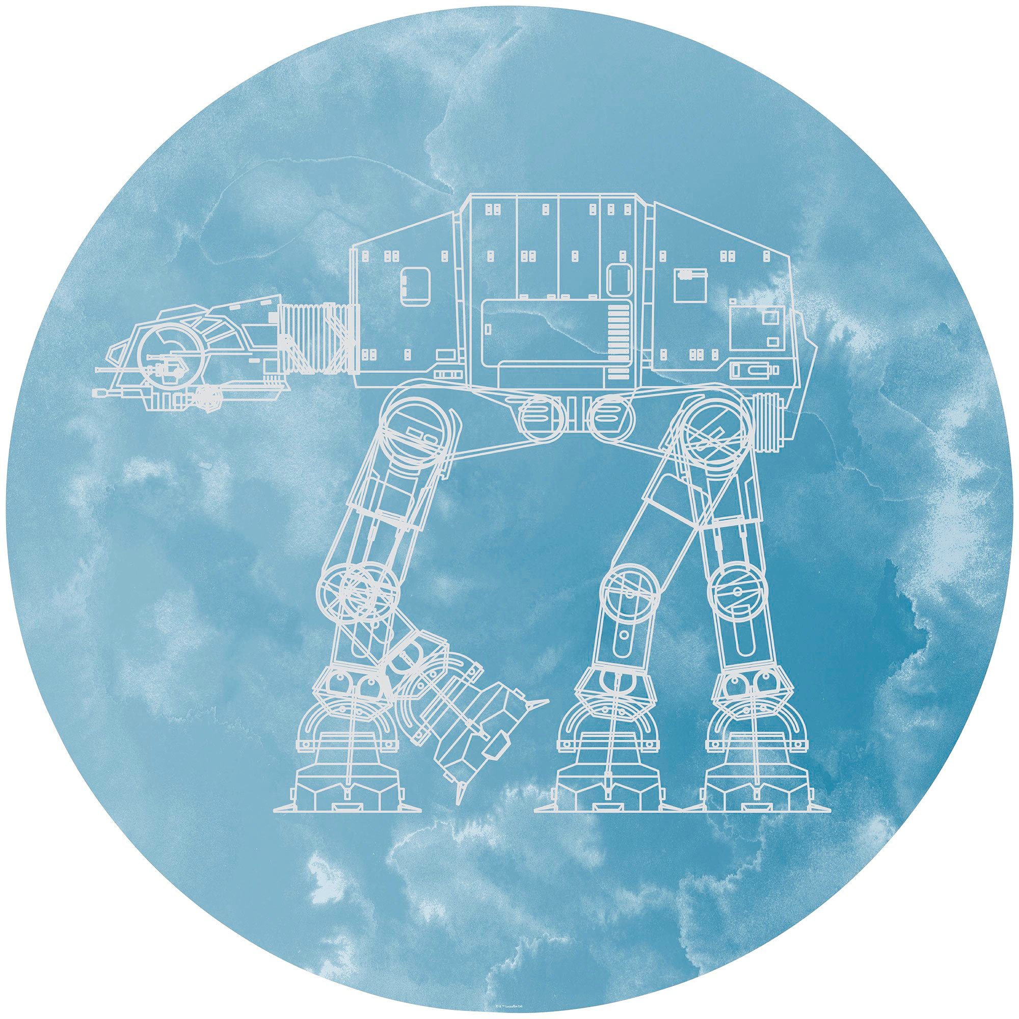Komar Fototapete Vlies selbstklebend - Star Wars AT-AT - Размер 125 x 125 cm, glatt, bedruckt, Kinderzimmer