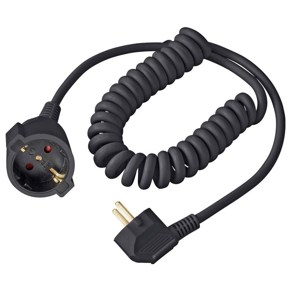 Sygonix Strom Verlängerungskabel 16 A Schwarz 2.50 m H05VV-F 3G 1,5 mm² Verlängerungskabel, Spiralkabel