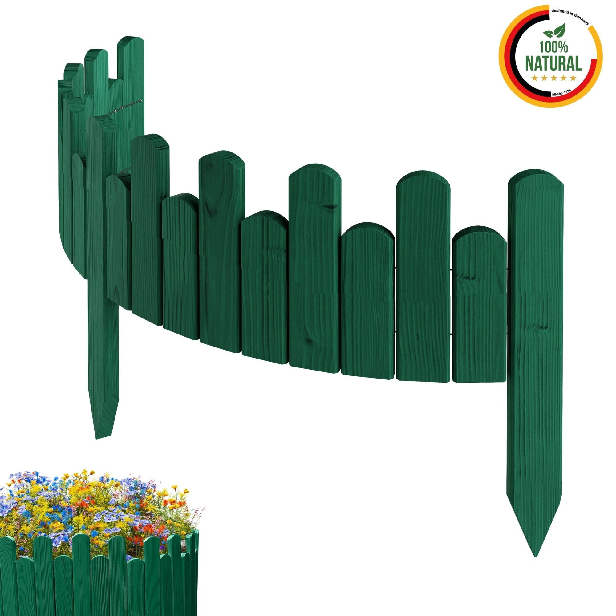 Floranica Palisade Beeteinfassung Rasenkante Flexible Holzzaun günstig online kaufen
