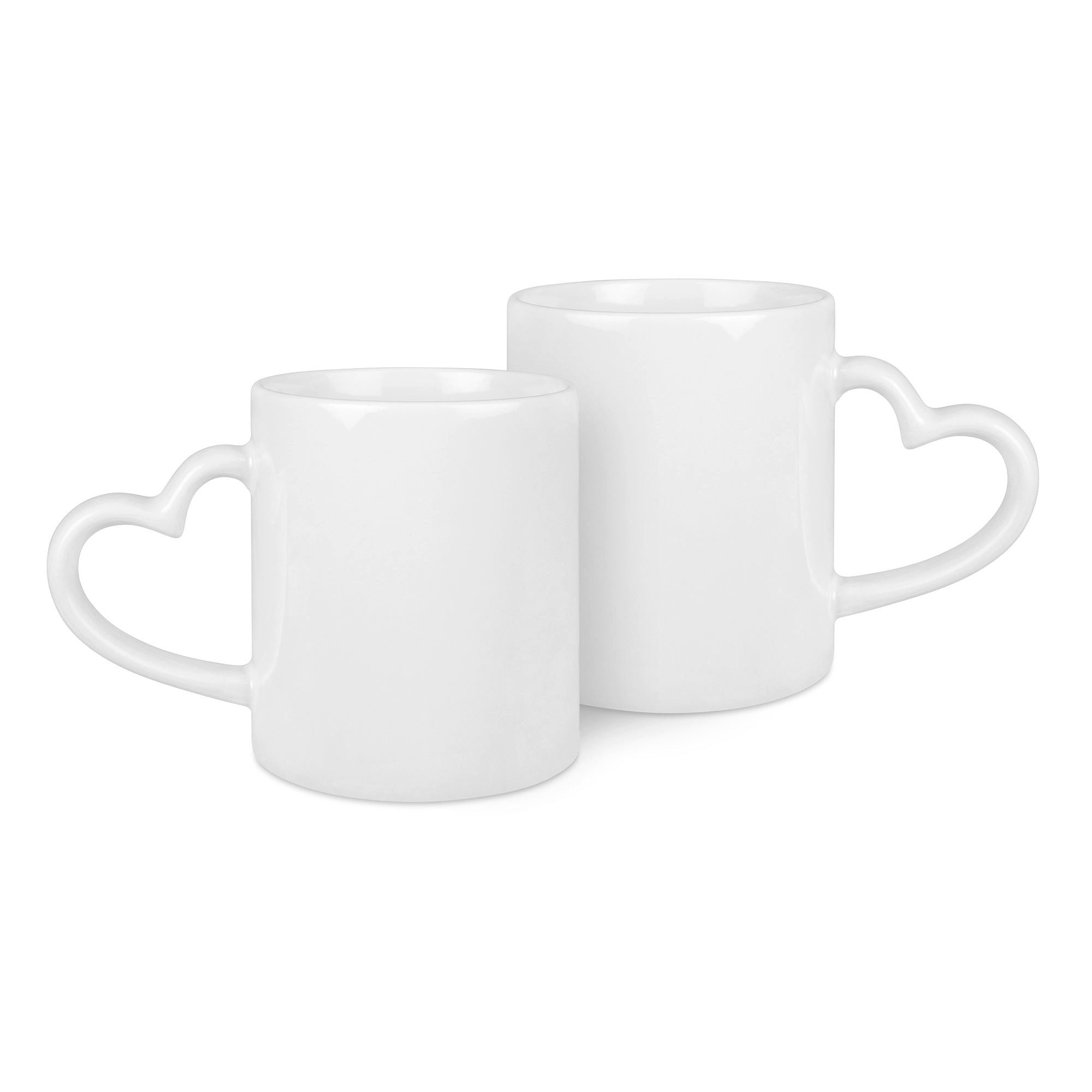 PlottPrint Tasse DUO Herzhenkel Sublimationsrohling 300 ml, 2-tlg., Keramik, Herzhenkel