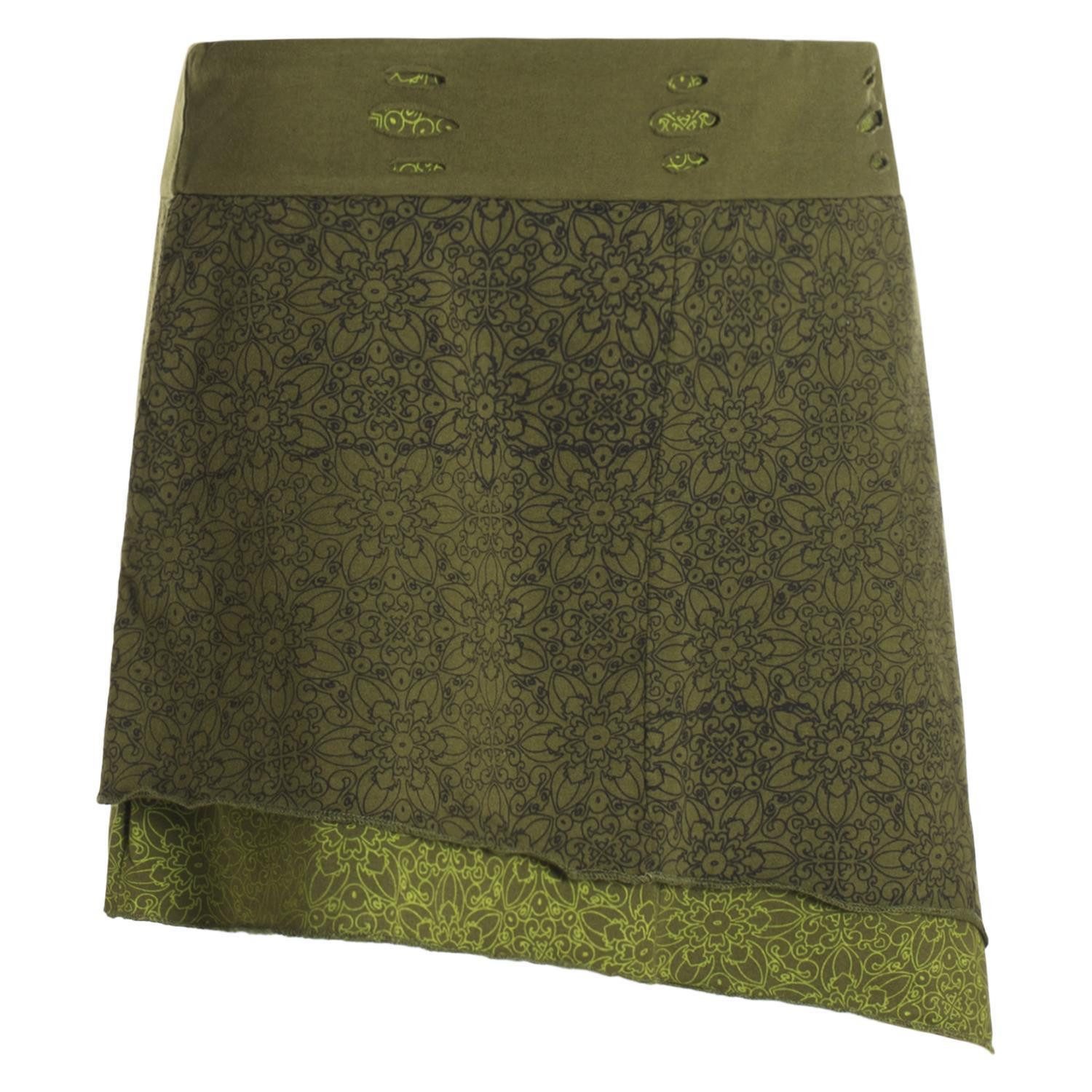 Vishes Minirock Mini-Rock Blumen-Muster extra breiter Bund mit Kordel-Zug und Taschen Alternative Bekleidung, Ethno, Hippie, Retro Style