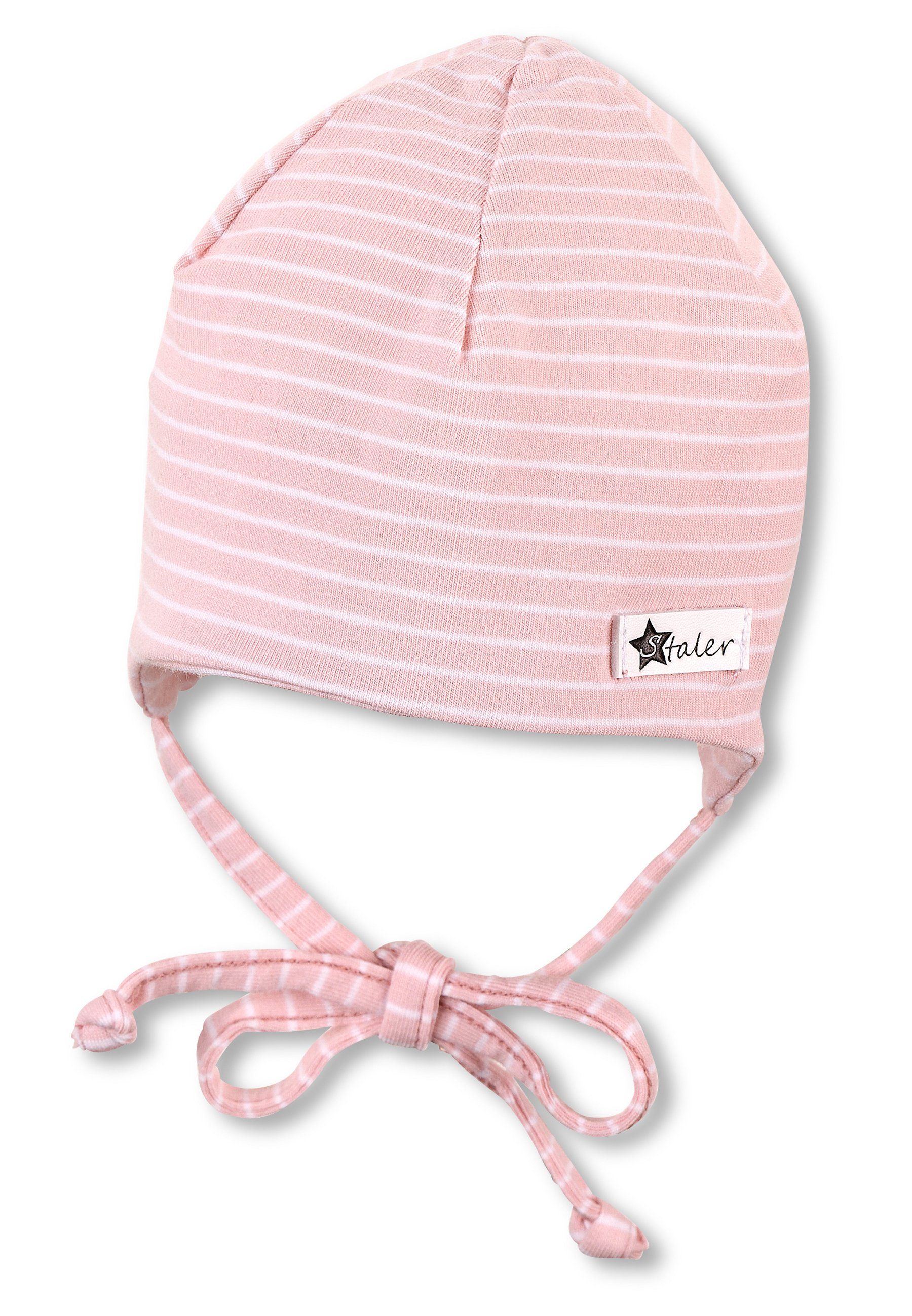 Sterntaler® Schlupfmütze OCS Beanie (1-St., Mütze Kinder mit Ringeln tragbar mit und ohne Umschlag) Babymütze aus Baumwolle mit Bindeband und Ohrenklappen rosa