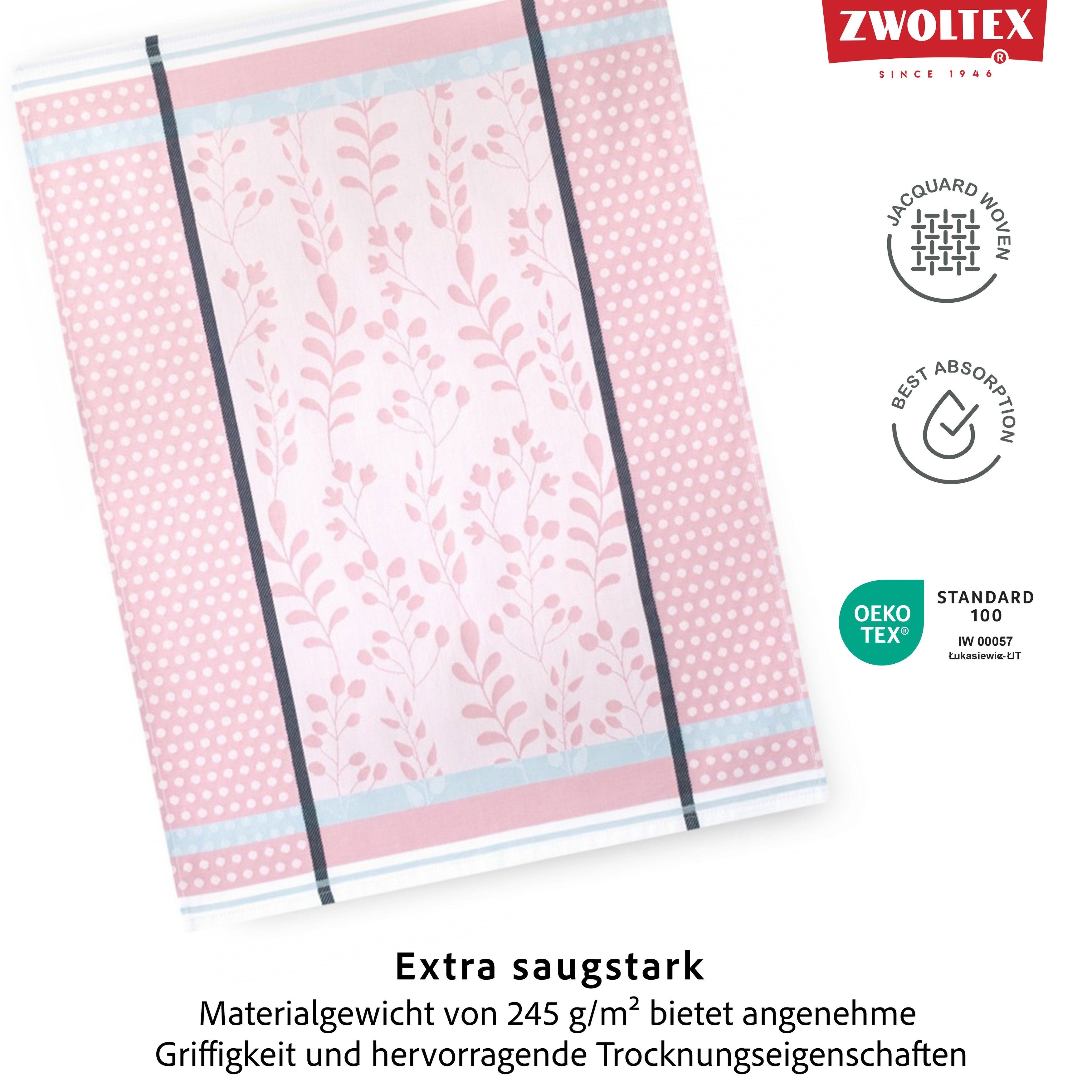 Zwoltex Geschirrtuch Hochwertiges Jacquard Geschirrtücher Geschenkset aus 100% Baumwolle, fusselfrei und machinenwaschbar - Küchentücher 70x50 – Bild 4 von 5