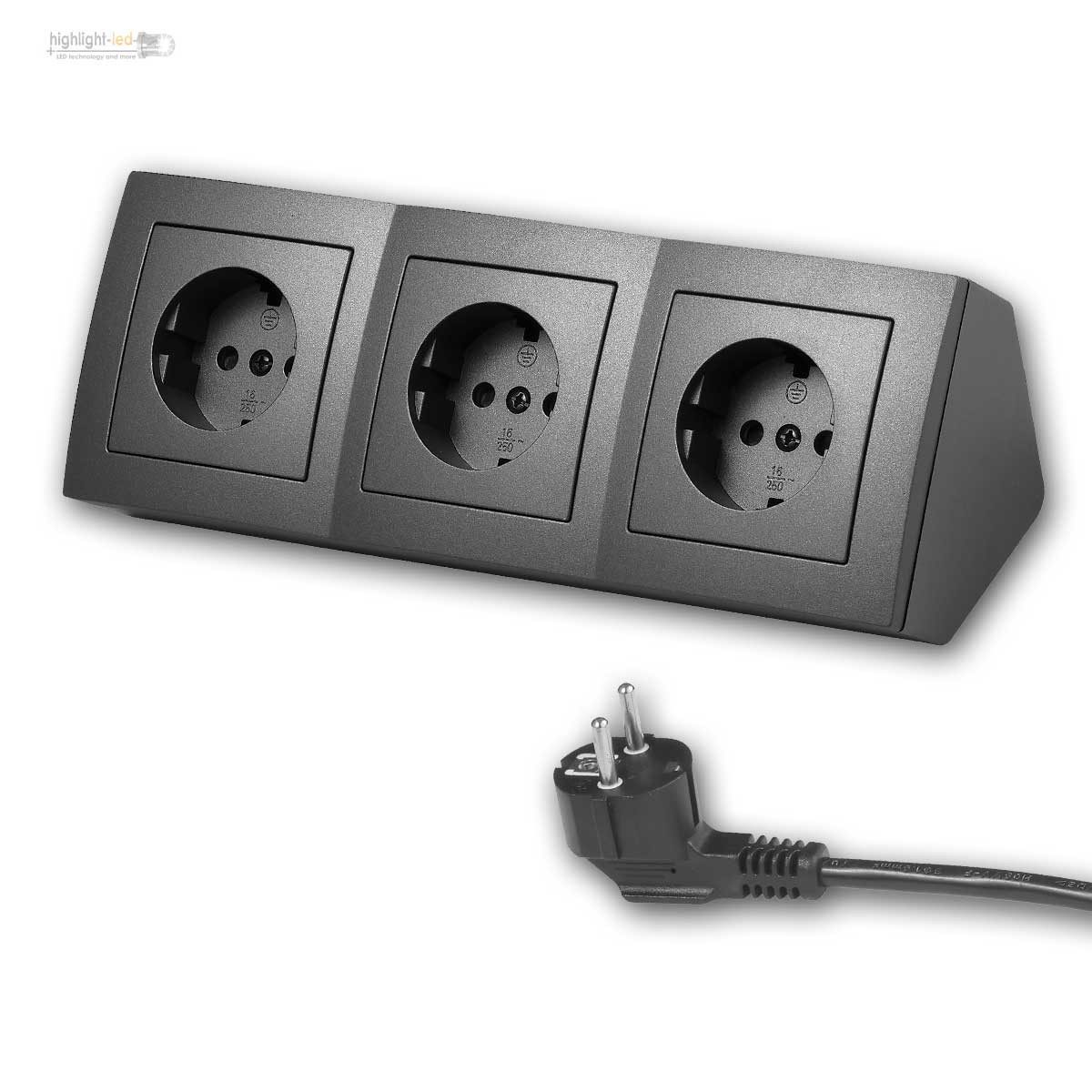 McPower Steckdosenblock "Flair" 3-fach Stecker & Kabel ant Steckdosenleiste – Bild 2 von 5