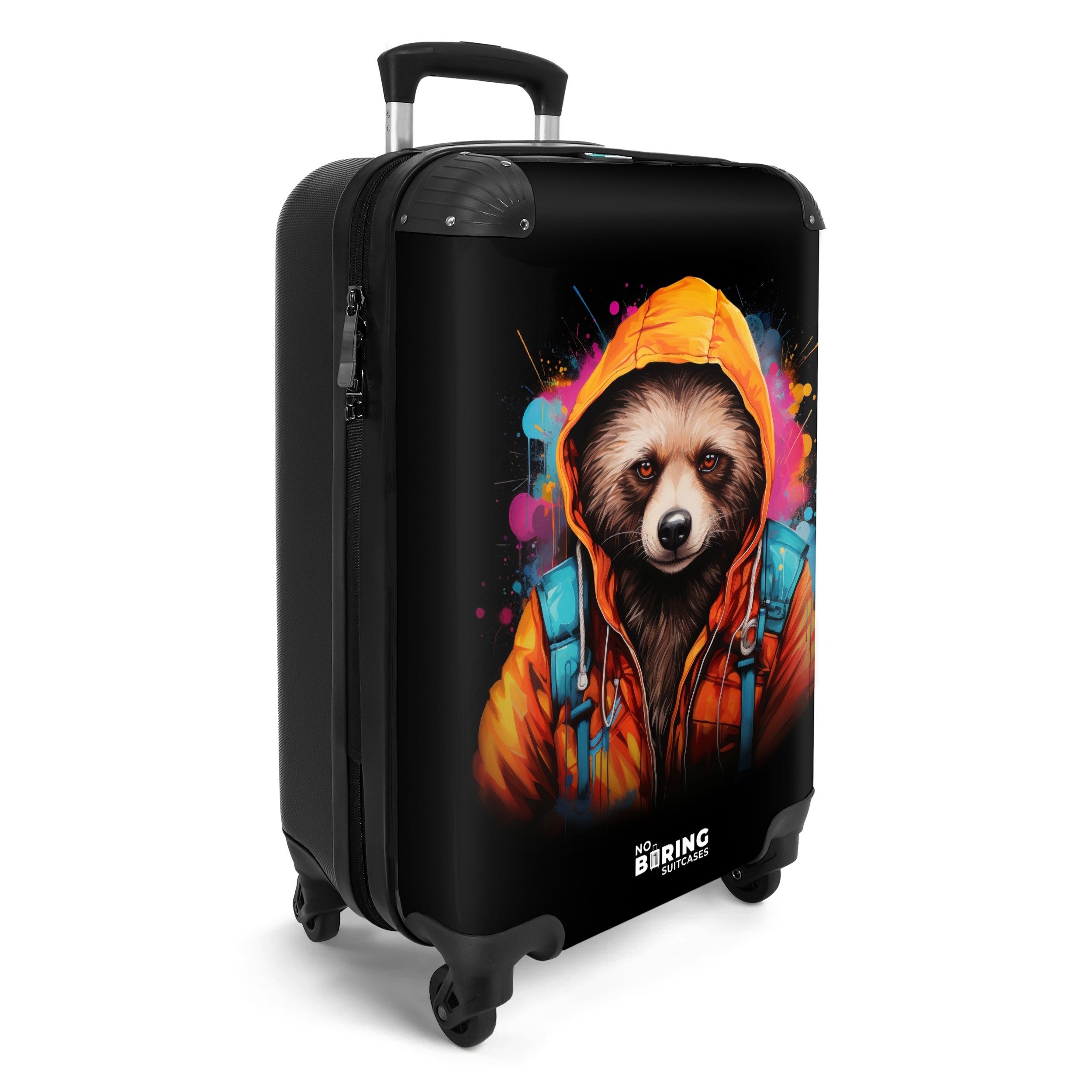 NoBoringSuitcases.com© Hartschalen-Trolley Waschbär mit orangefarbenem Fell günstig online kaufen