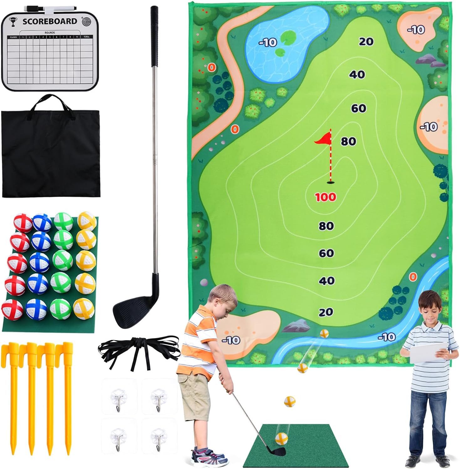 GOOLOO Golf-Abschlagmatte Golf Chipping Game mit Trainingsmatte für drinnen & draußen