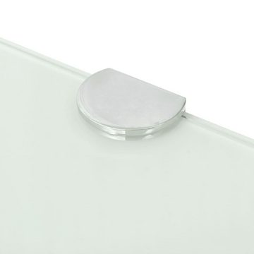 vidaXL Regal Eckregal mit verchromten Halterungen Glas Weiß 25 x 25 cm, 1-tlg.