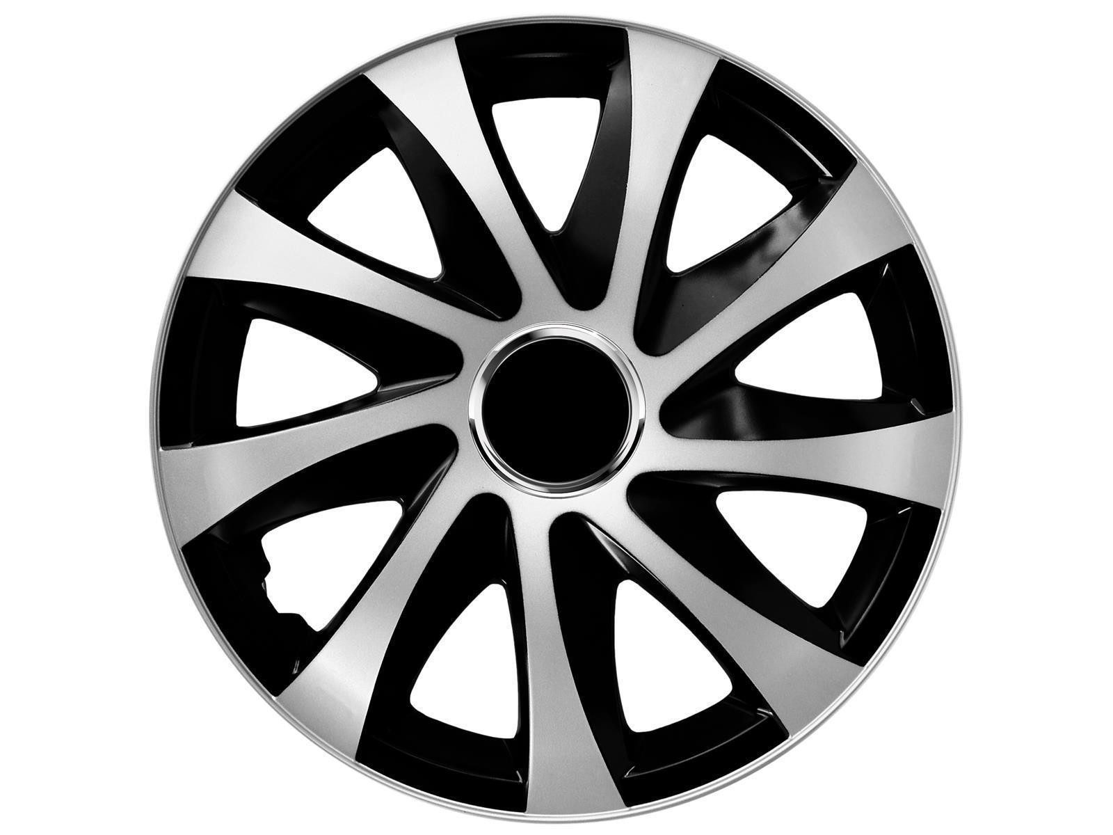 NRM Radkappe DRIFT Extra 15 Zoll in Silber/Schwarz, 15 in Zoll, (4-St) Radzierblenden für Stahlfelgen Zweifarbige Radkappen Satz 4er Set 15"