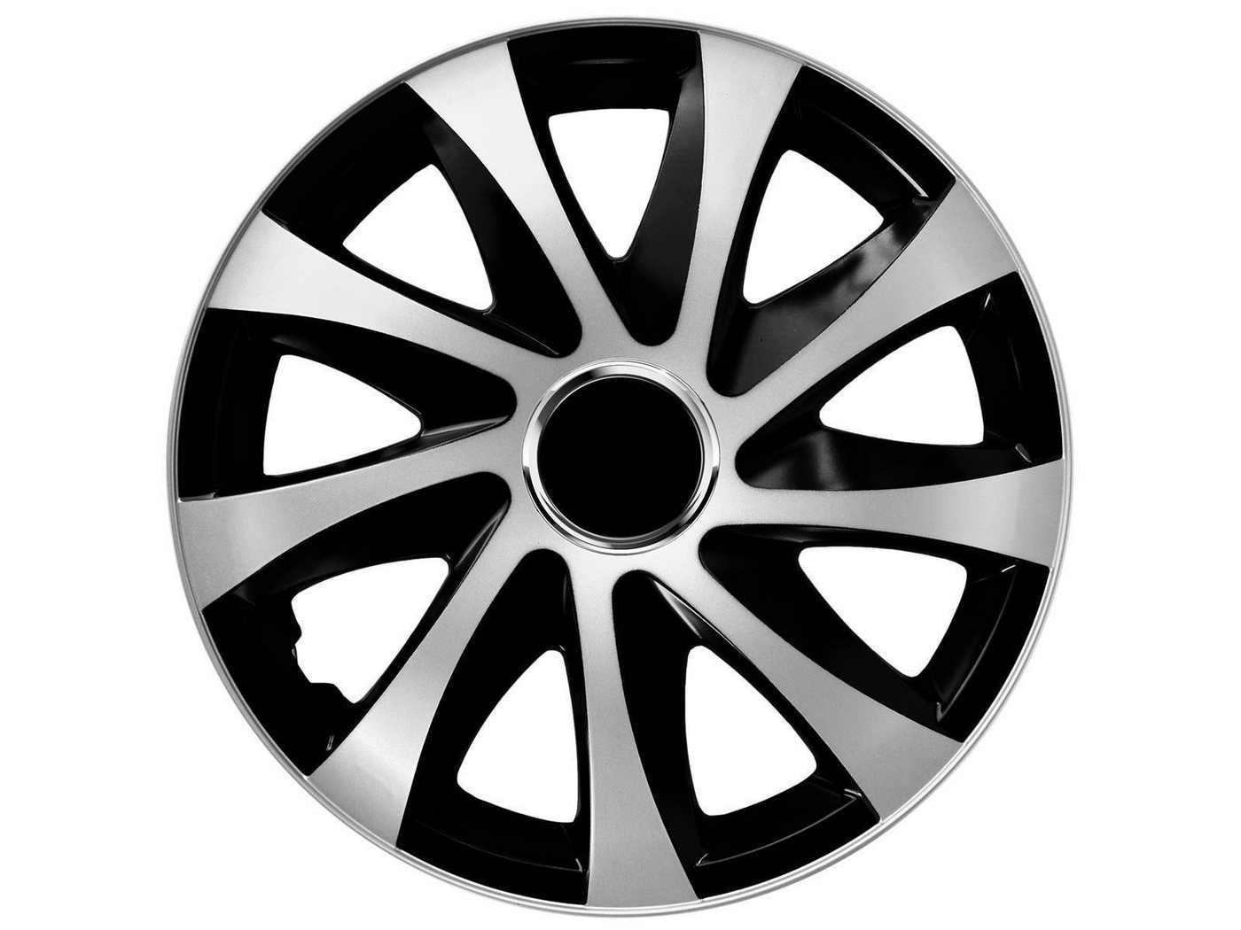 NRM Radkappe DRIFT Extra 15 Zoll in Silber/Schwarz, 15 in Zoll, (4-St) Radzierblenden für Stahlfelgen Zweifarbige Radkappen Satz 4er Set 15"
