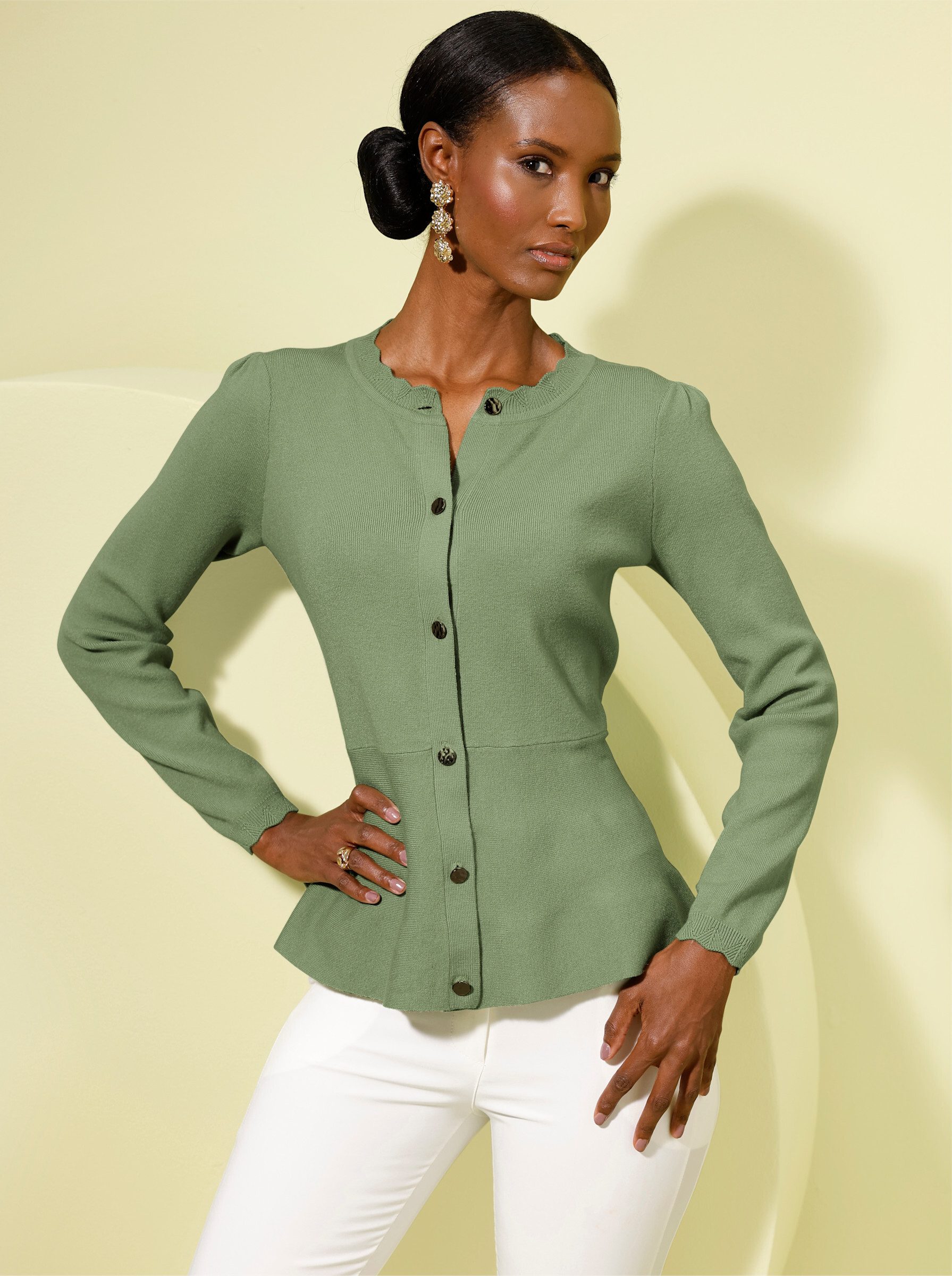 creation L Strickjacke Modal-Mix-Strickjacke Langarm Feinstrick