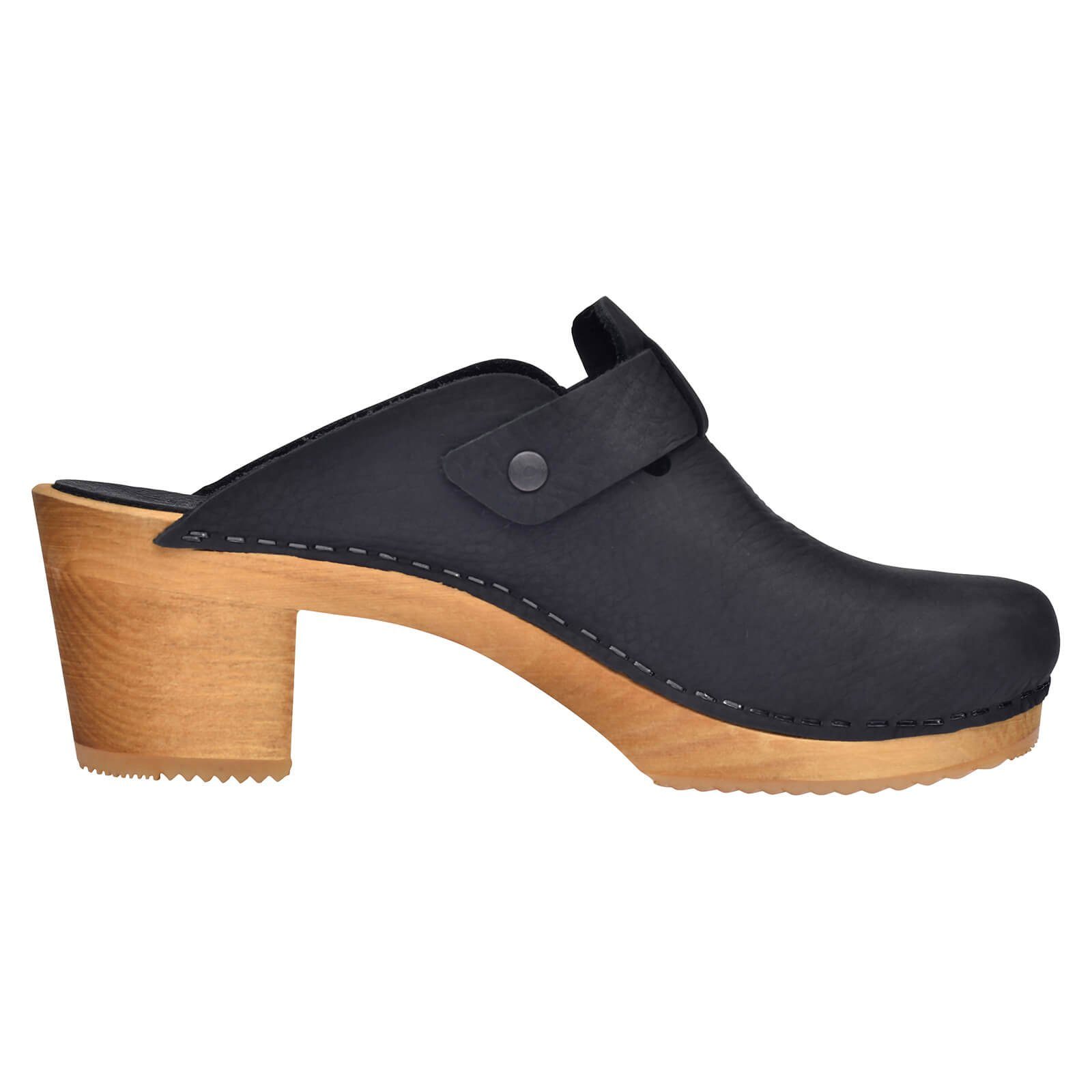 Sanita Wood-Malulo Square Open Clog Black Sandale