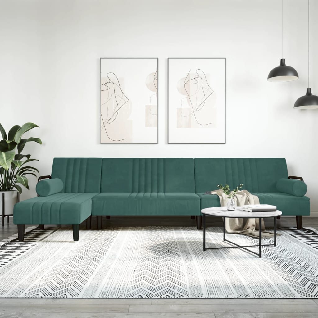 vidaXL Sofa Schlafsofa in L-Form Dunkelgrün 260x140x70 cm Samt Chaiselongue günstig online kaufen