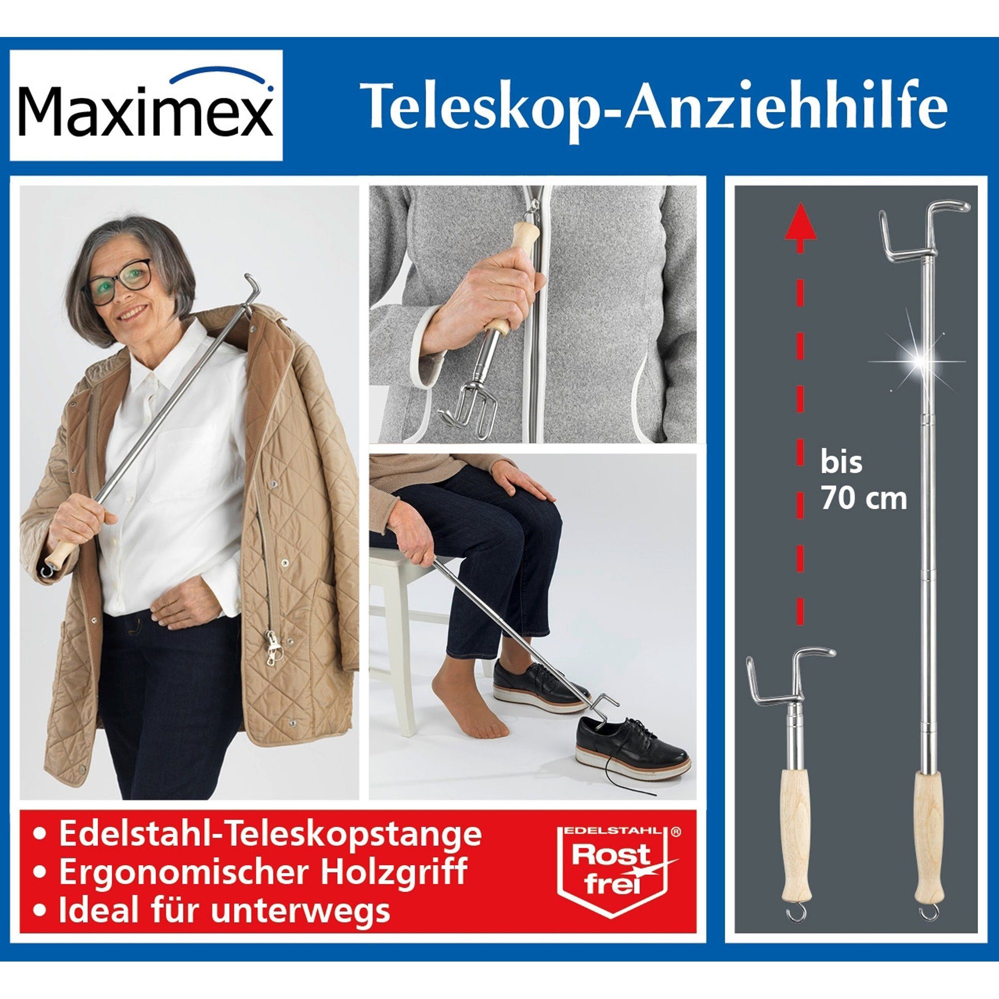 WENKO Kleidersack Teleskop-Anziehhilfe Uni – Bild 3 von 5
