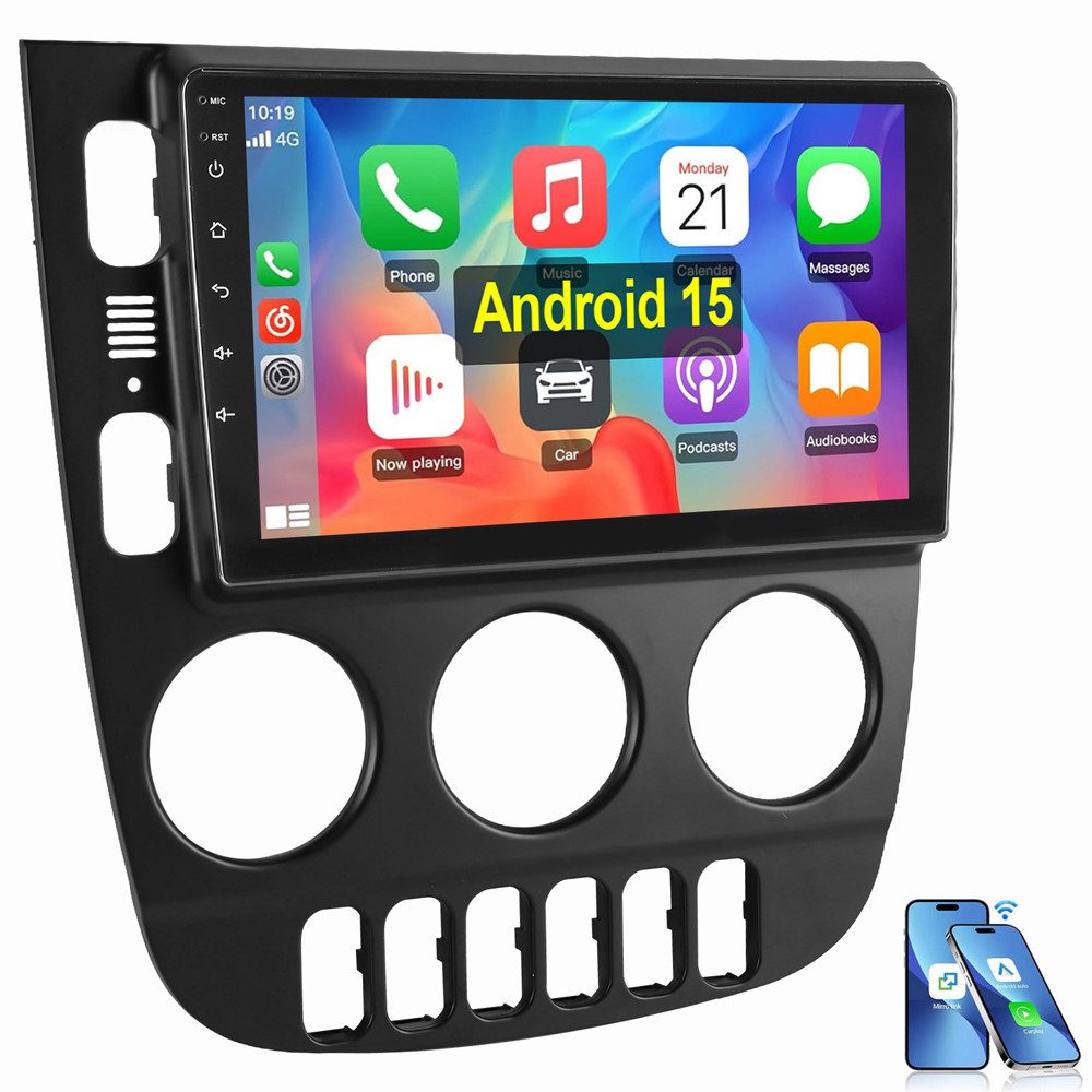 ESSGOO 9" Für Mercedes-Benz M-Klasse W163 ML320 Carplay Android 15 Autoradio (Digitalradio (DAB), RDS, FM, AM, Carplay Android Auto GPS BT EQ USB WIFI RDS SWC)