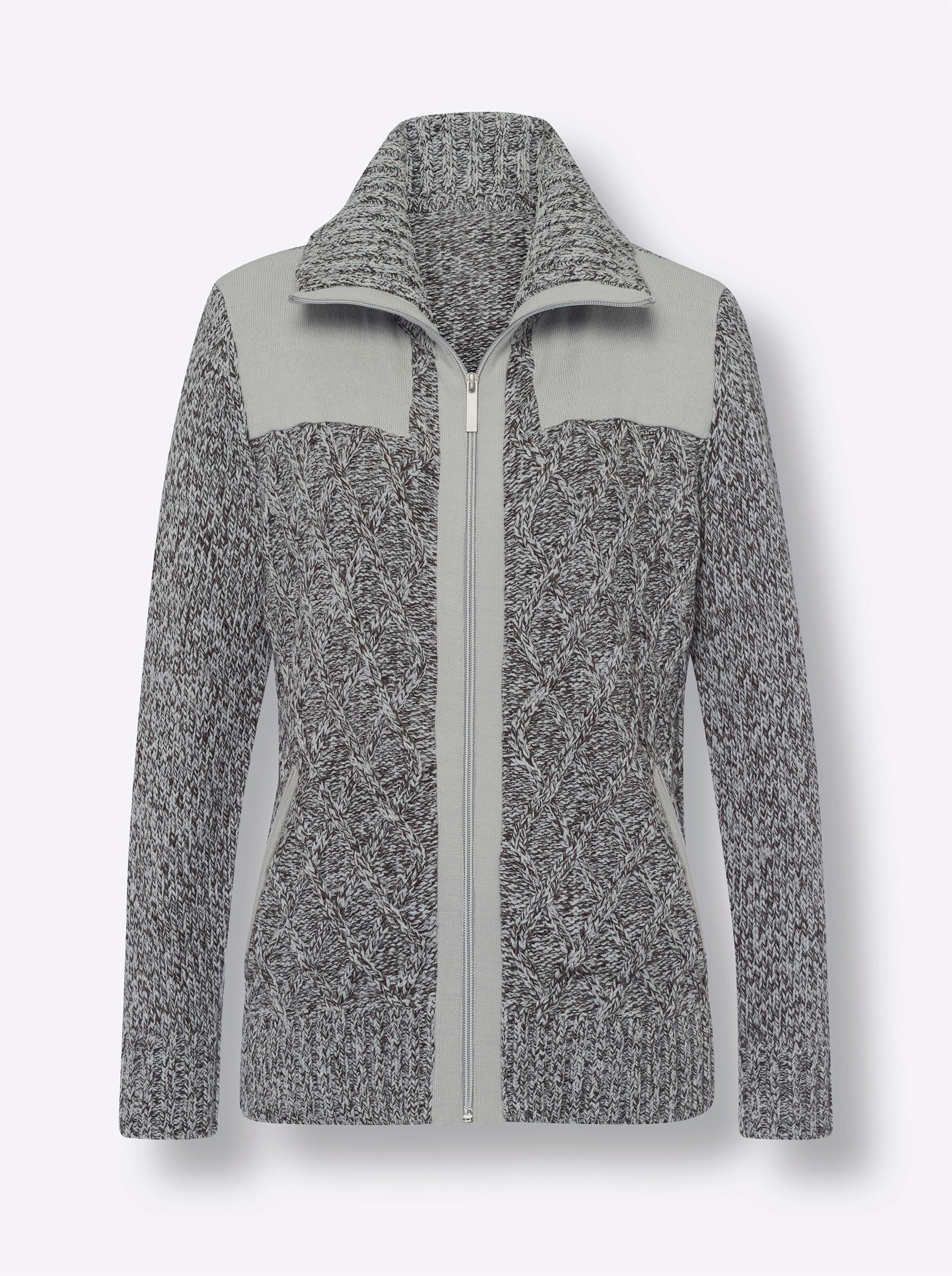 Sieh an! Strickjacke Strickjacke Langarm Jersey, Zopfmuster