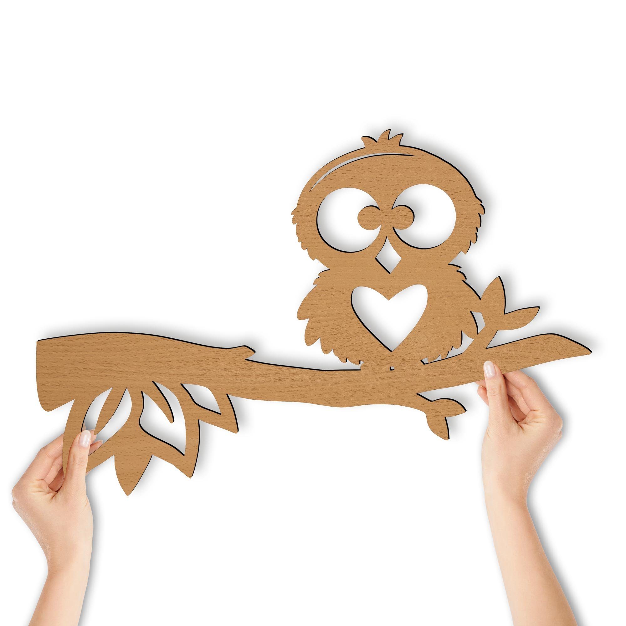 Namofactur LED Nachtlicht Eule auf Ast Nachtlicht Kinder Wandlampe Kinderzimmer I MDF Holz, LED fest integriert, Warmweiß