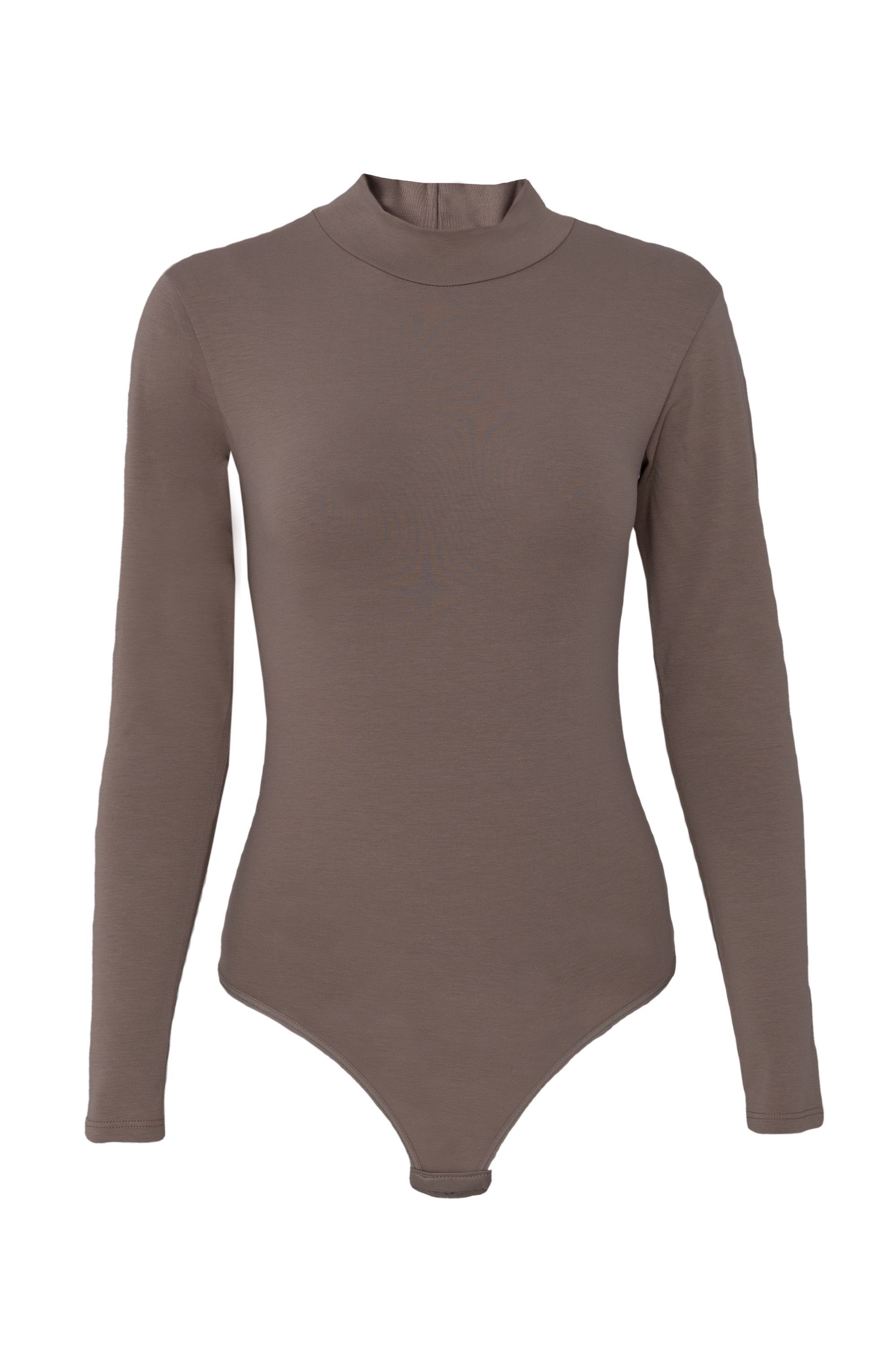 Evoni Stringbody Damen Bodysuit Langarm Halbkragen