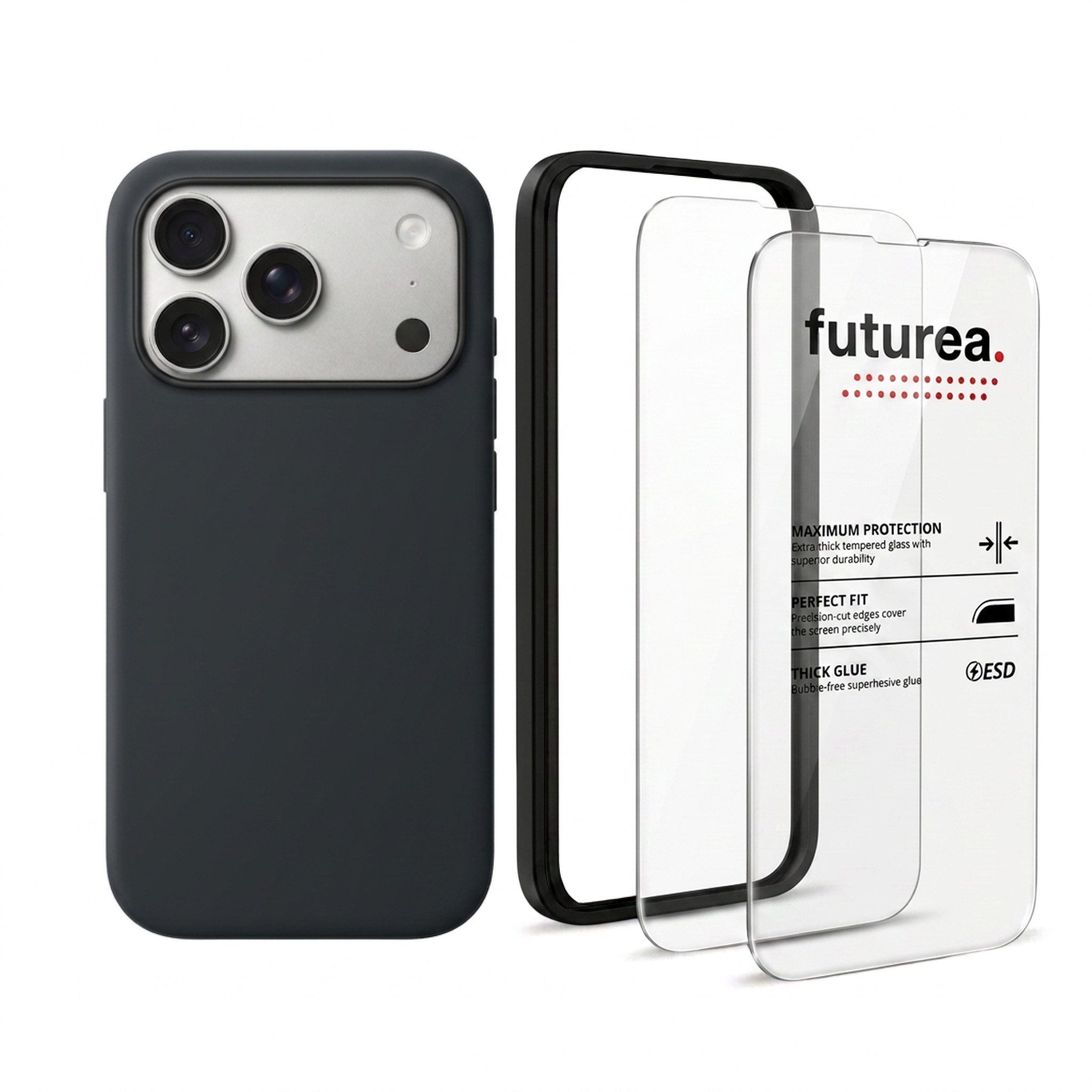 Futurea Handyhülle Silikon MagSafe Case 3in1 Set Panzerglas iPhone 18 Pro & Pro Max 6,3" - 6,9", Premium Schutzset mit Schutzfolie 9H Härtegrad für das Apple iPhone