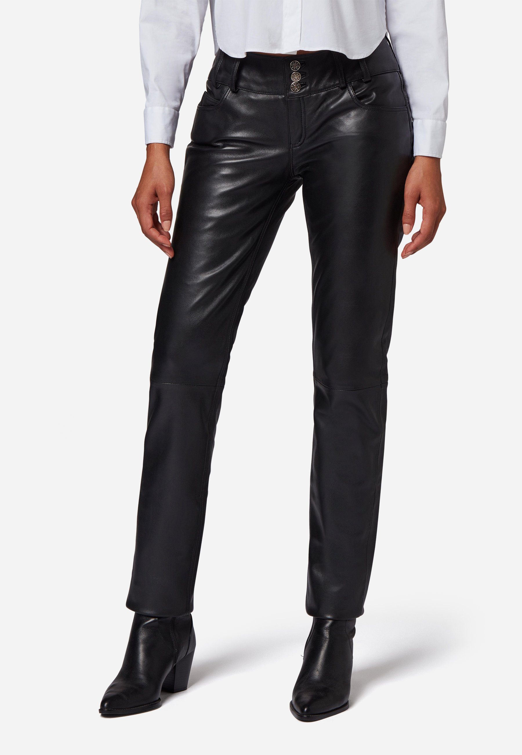 RICANO Lederhose Skinny Pant Hochwertiges Lammleder Schwarz