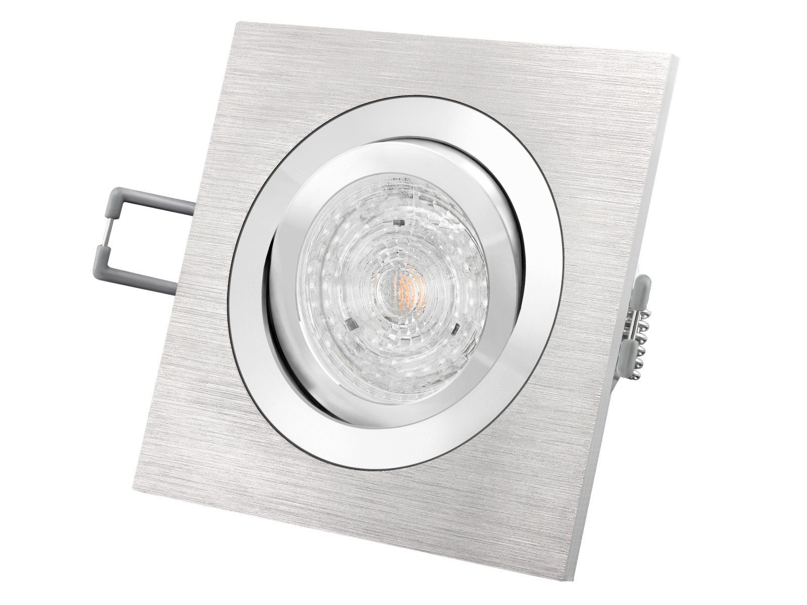 SSC-LUXon LED Einbaustrahler QF-2 Alu LED-Einbaustrahler schwenkbar, 4,9W LED warm weiss DIMMBAR, Warmweiß