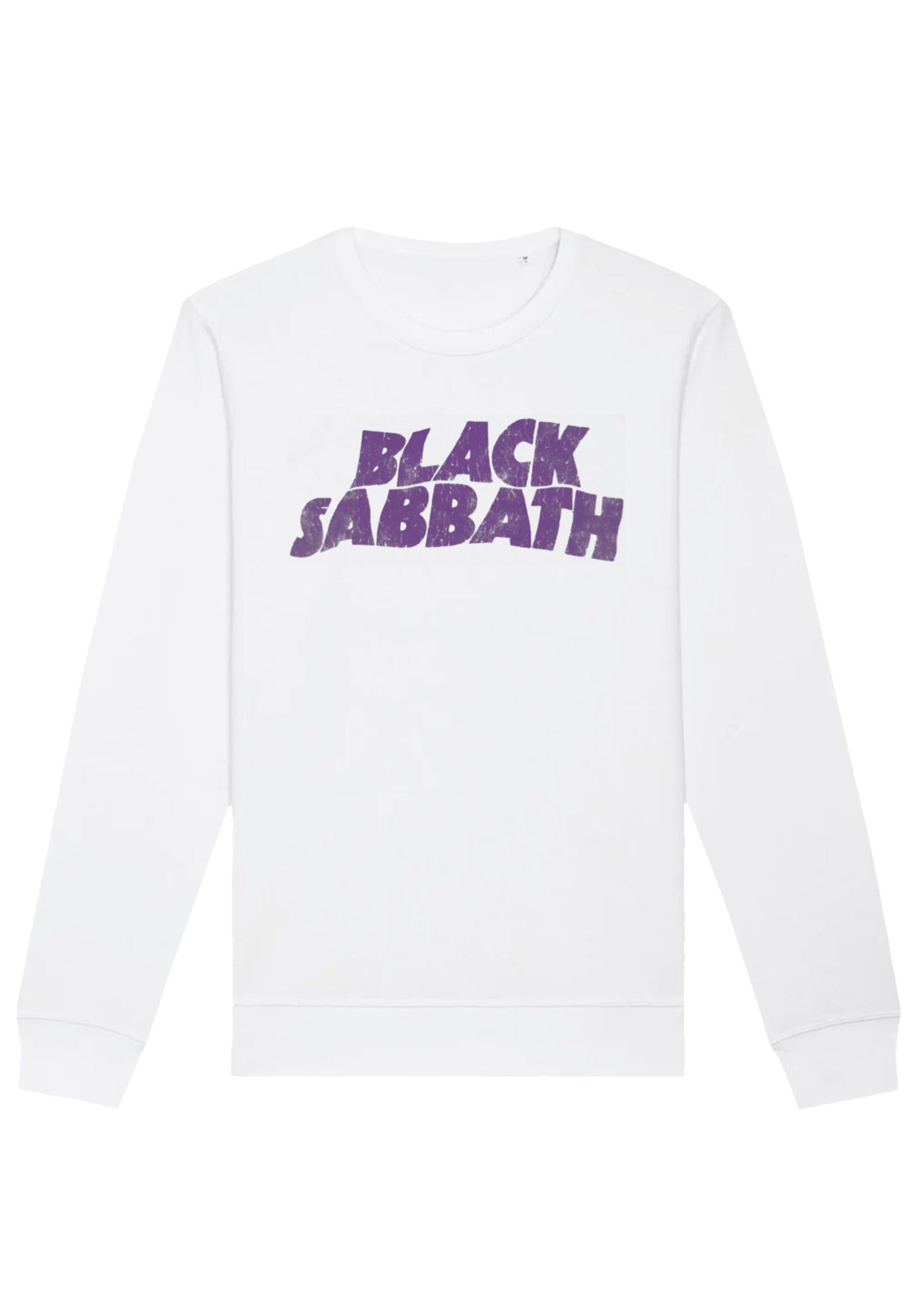F4NT4STIC Sweatshirt Black Sabbath Wavy Logo Distressed Black Print weiß