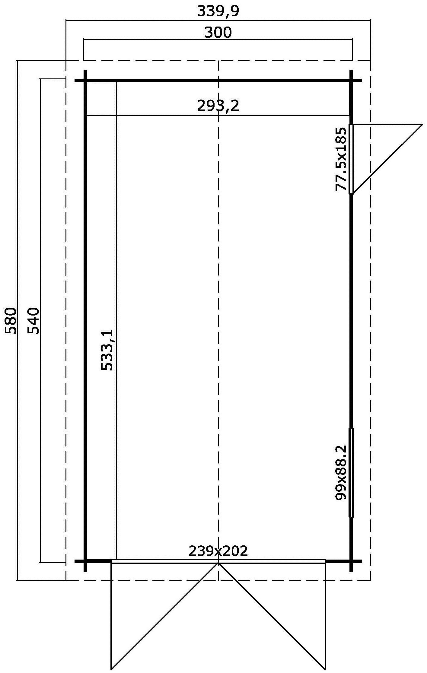 LASITA MAJA Fundamentmass 3000x5400, 34mm, Blochbohlengarage Garage Dillon, Schwedenrot