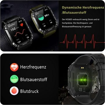 AOYATE Smartwatch, Fitness Tracker Uhr, Damen Herren Smartwatch (Fitnessuhr mit Telefonfunktion 1,95" HD Voll Touchscreen Zoll, Smartwatch Fitness Tracker Uhr, IP68 Wasserdicht, Uhren Watch für Android IOS, Fitnessuhr Tracker mit Pulsmesser Schrittzähler Schlafmonitor Aktivitätstracker cm)