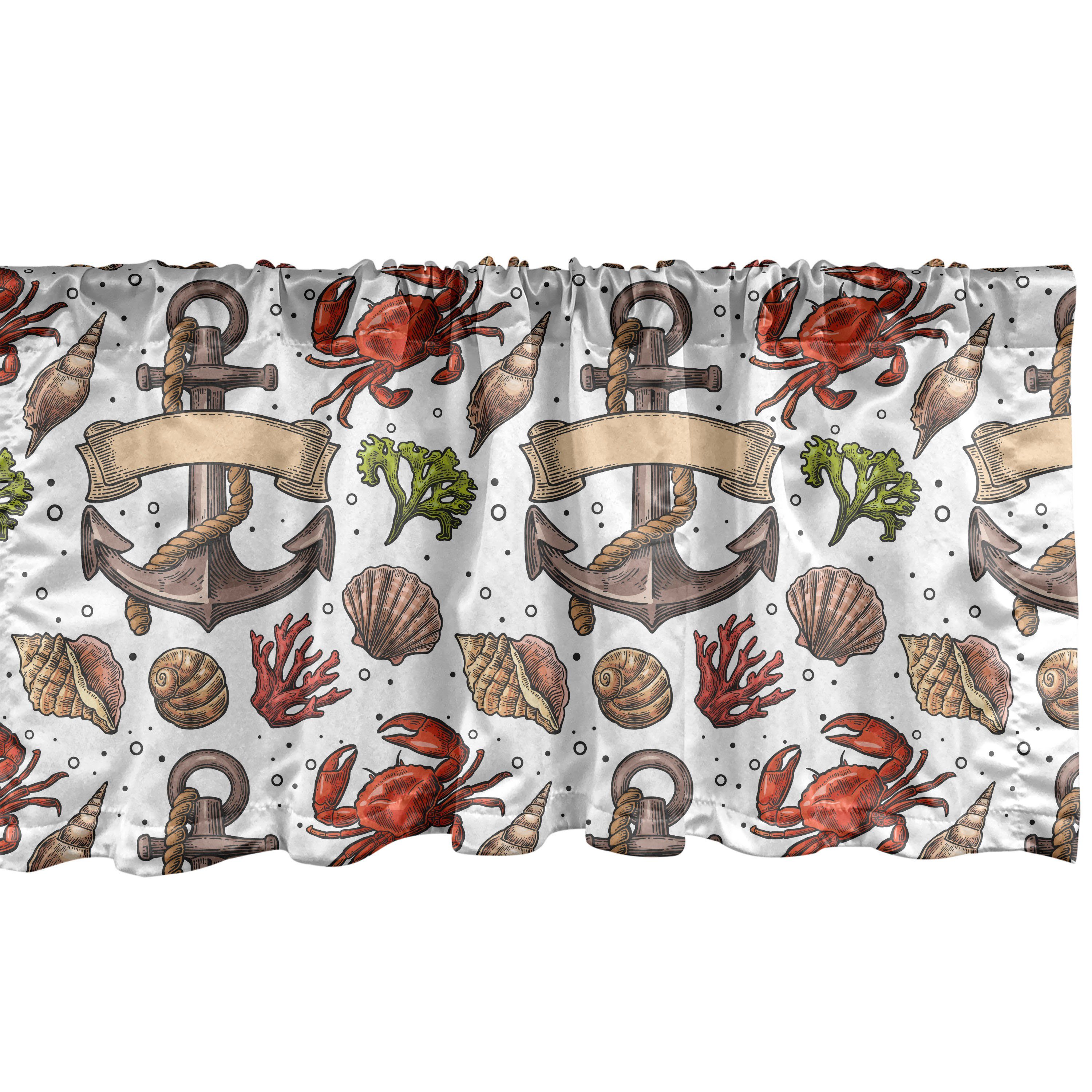 Scheibengardine Vorhang Volant Theme Weinlese-Wasser Stangentasche, Microfaser, Dekor Küche Anker mit Schlafzimmer Abakuhaus, für