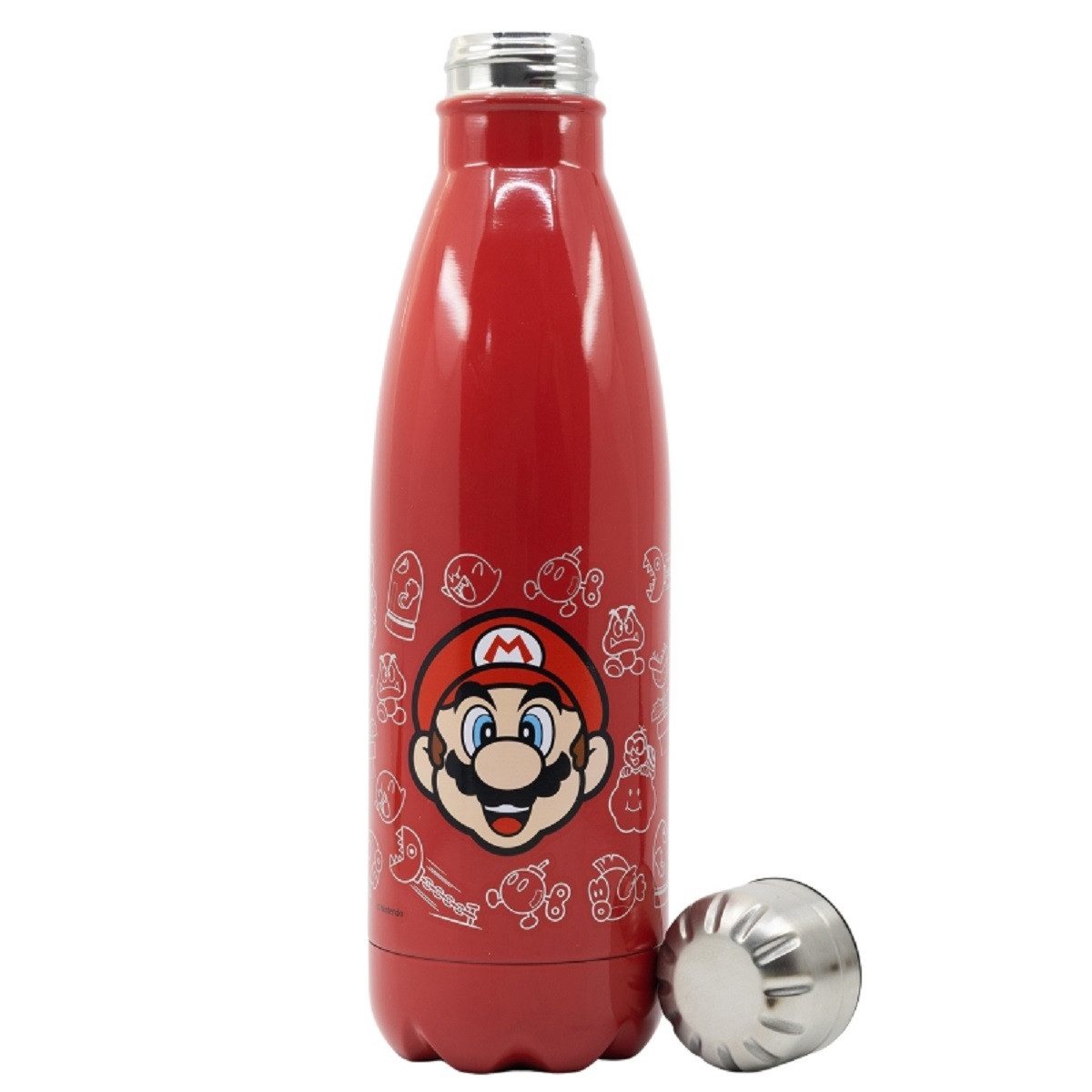 Super Mario Trinkflasche - Stainless Steel Bottle 780 ml mit Schraubverschluss, Edelstahl