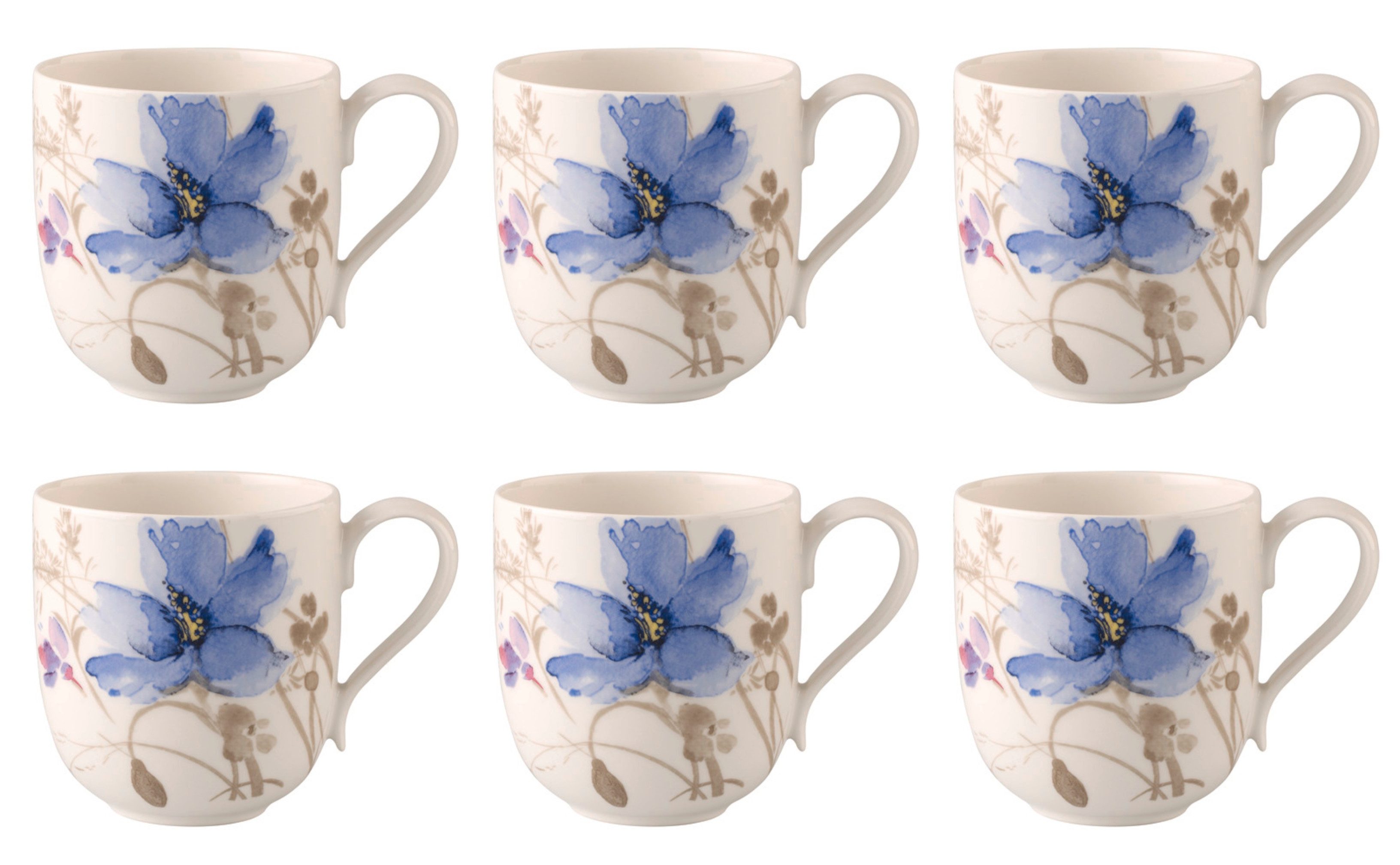 Villeroy & Boch Tasse Mariefleur Gris, Porzellan, Spülmaschinengeeignet, Mehrfarbig, Motiv: Blumen