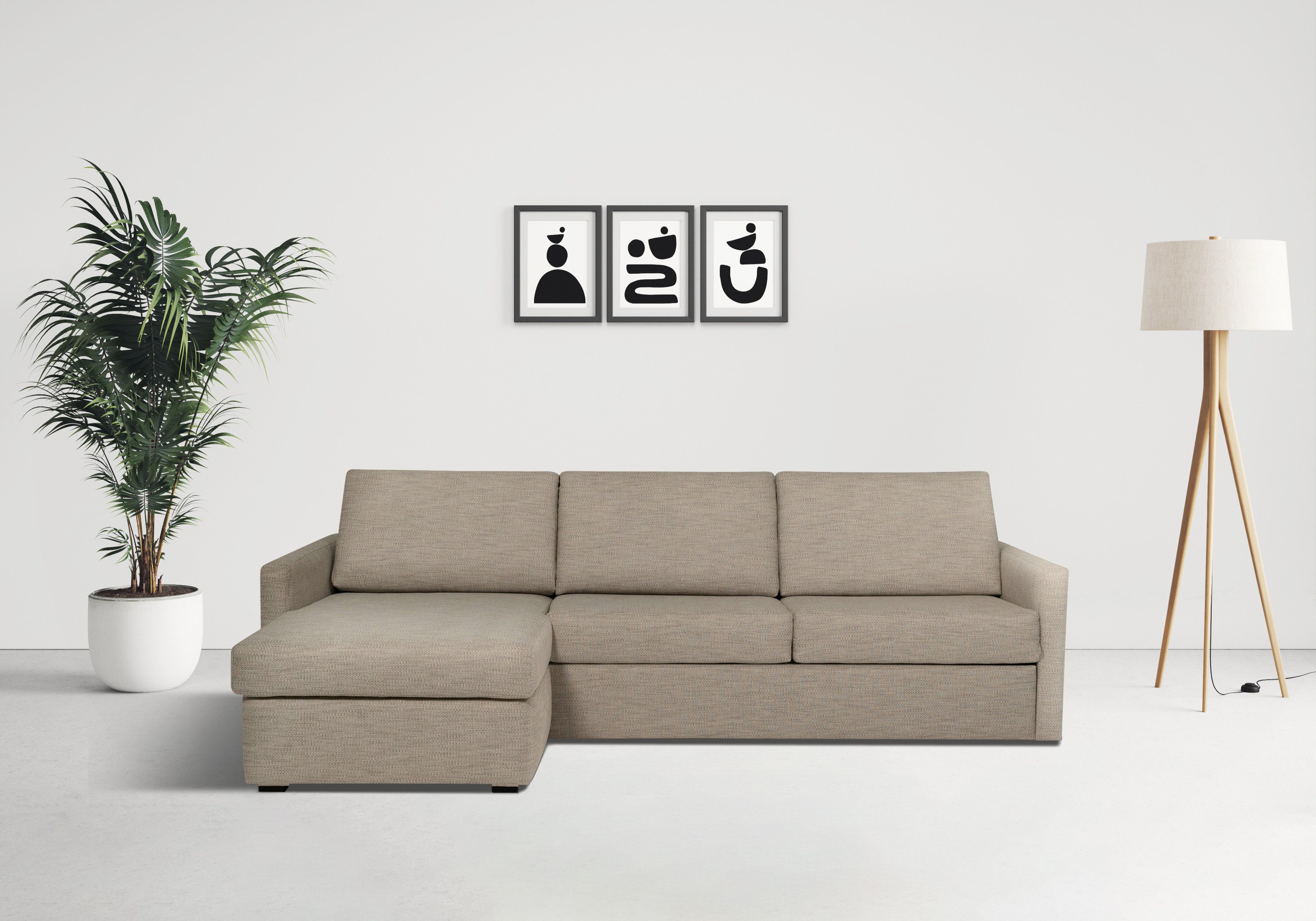 Places of Style Schlafsofa GOLDPOINT Ecksofa 264 cm, Liegefläche (140/200cm), L-Form, Bettfunktion, Bonell-Federkernmatratze und Dauerschläfer-Funktion