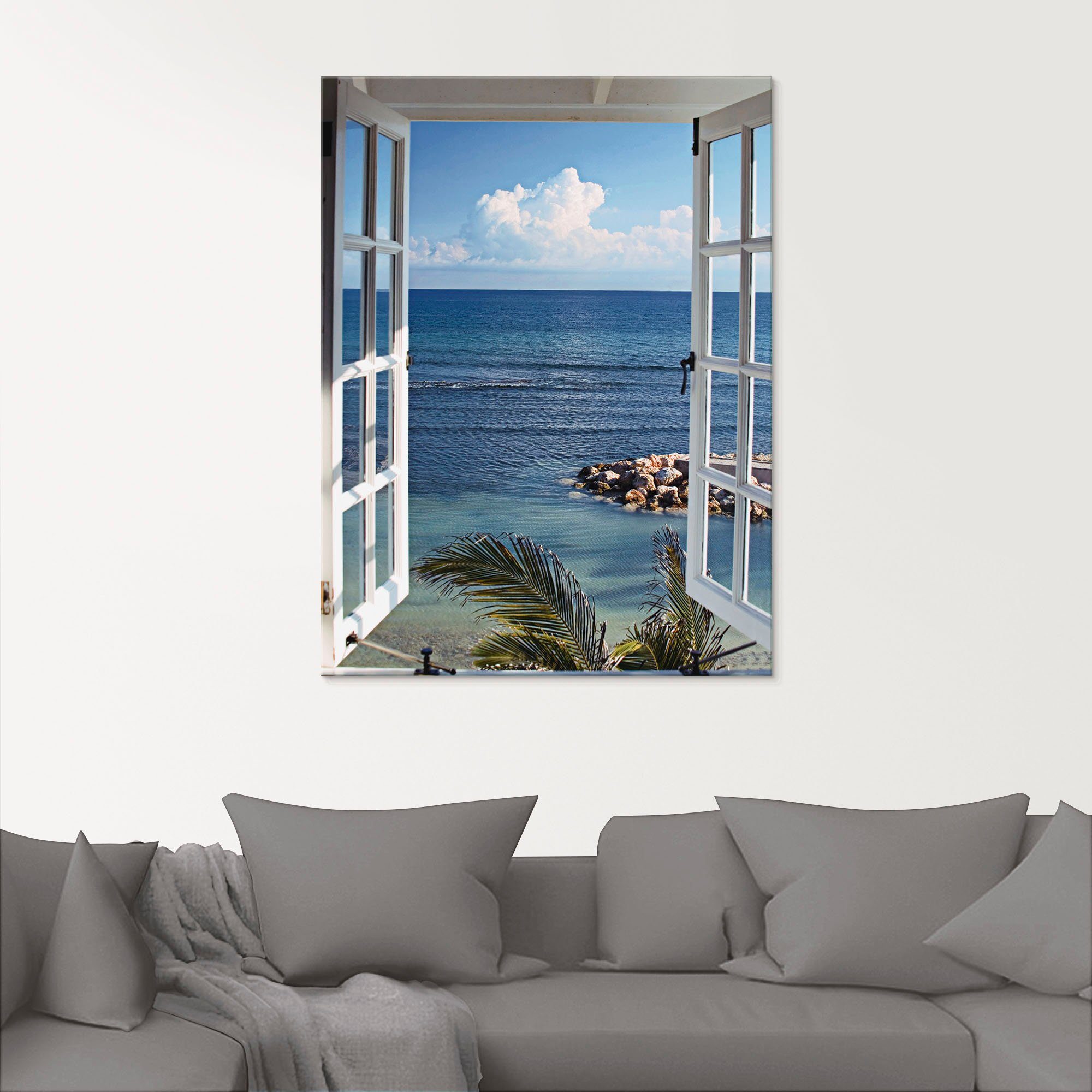 Artland Glasbild Fenster zum Paradies, Fensterblick (1 St), in verschiedenen Größen