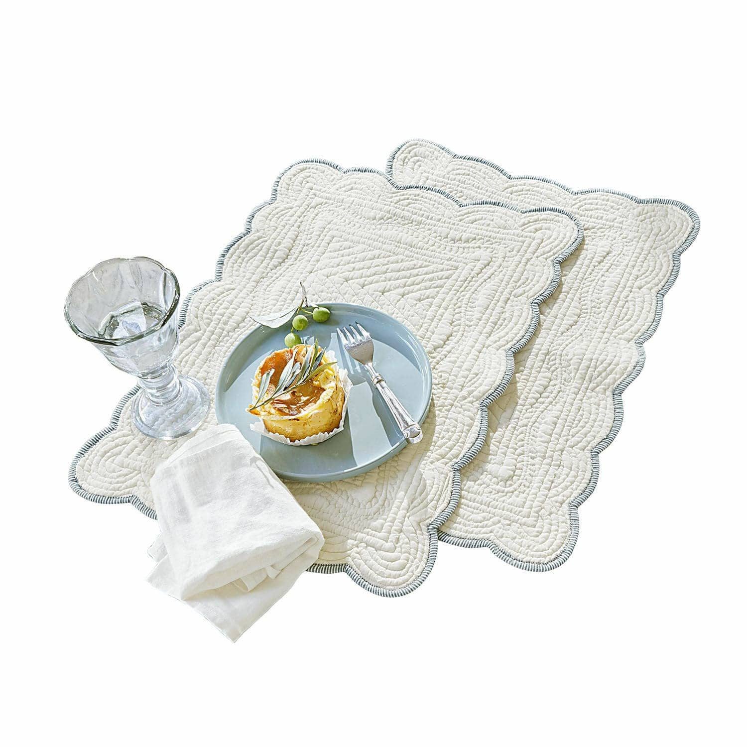 Mirabeau Tischläufer Platzset 2er Set Fontienne weiß/blau