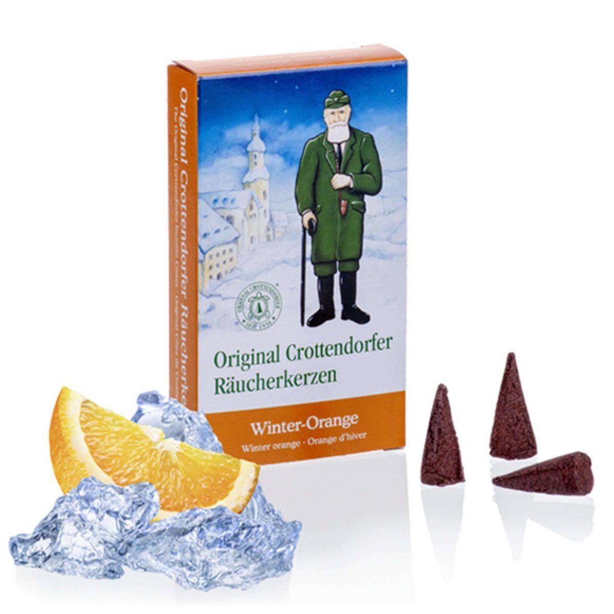 Seiffener Volkskunst Räuchermännchen Crottendorfer Räucherkerzen - Winterorange, Duftnote Winter-Orange
