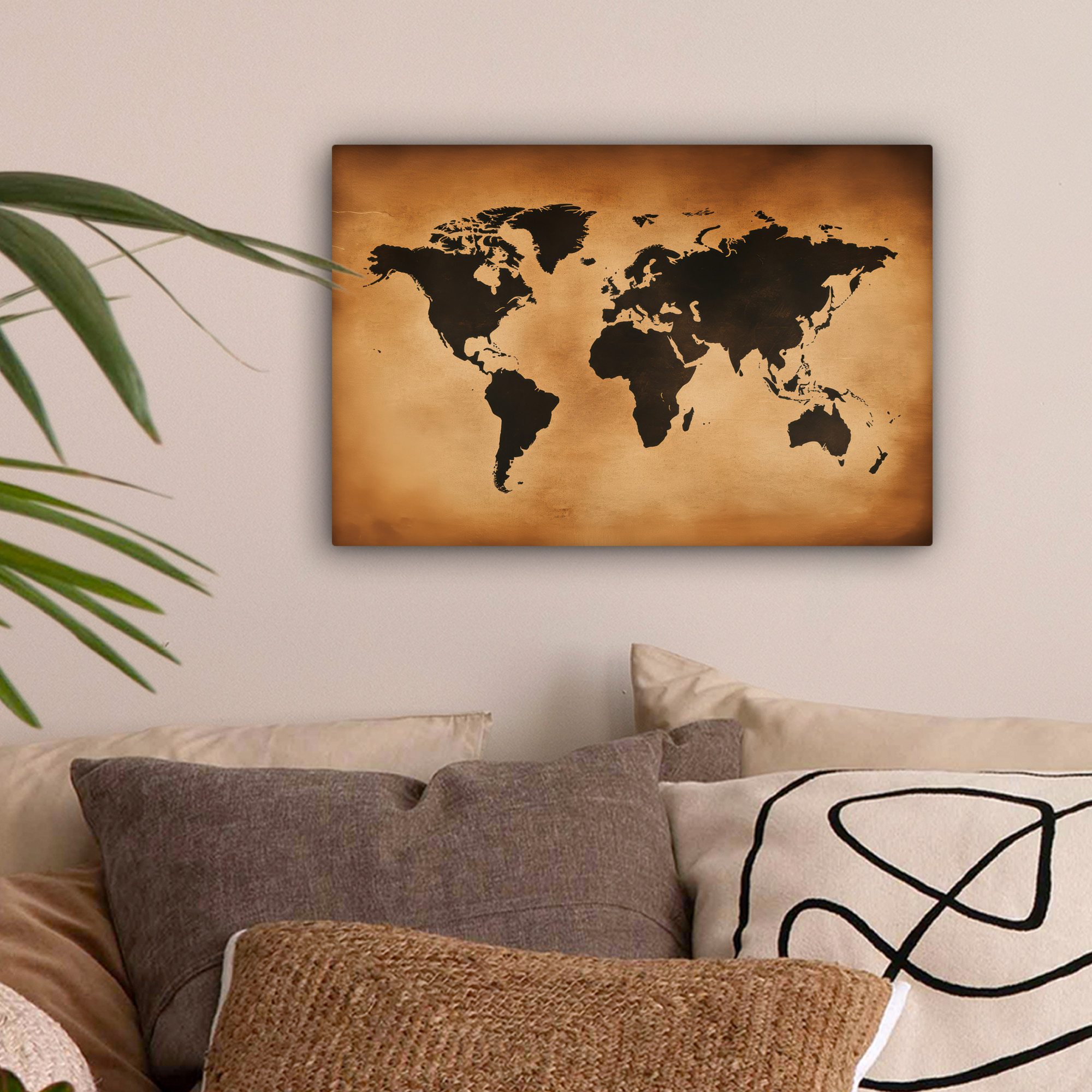 OneMillionCanvasses® Leinwandbild Weltkarte - Braun - günstig online kaufen