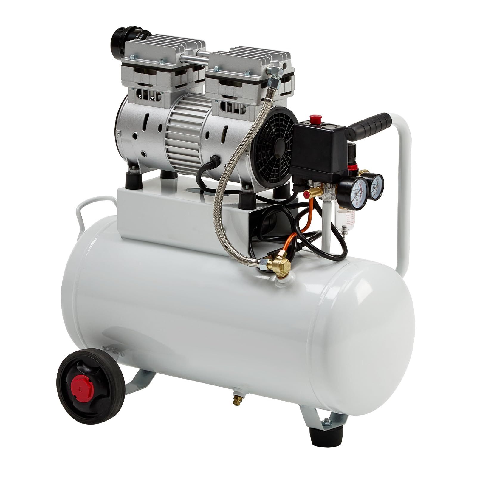 AMERLIFE Kompressor Ölfreier Doppelzylinder Luftkompressor 30L, 8 Bar, 0,75kW, 746 W, max. 8 bar, 30 l, 1-tlg., Flüsterkompressor, Mobil