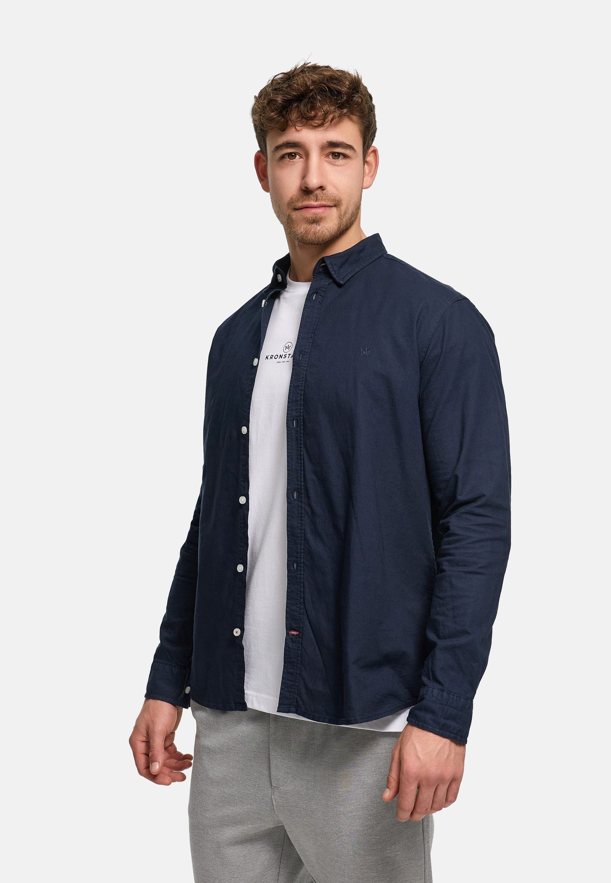 Kronstadt Langarmhemd Herren KSAsk Ls Herrenhemd Langarm aus hochwertigem Oxford-Gewebe aus 100 % Baumwolle
