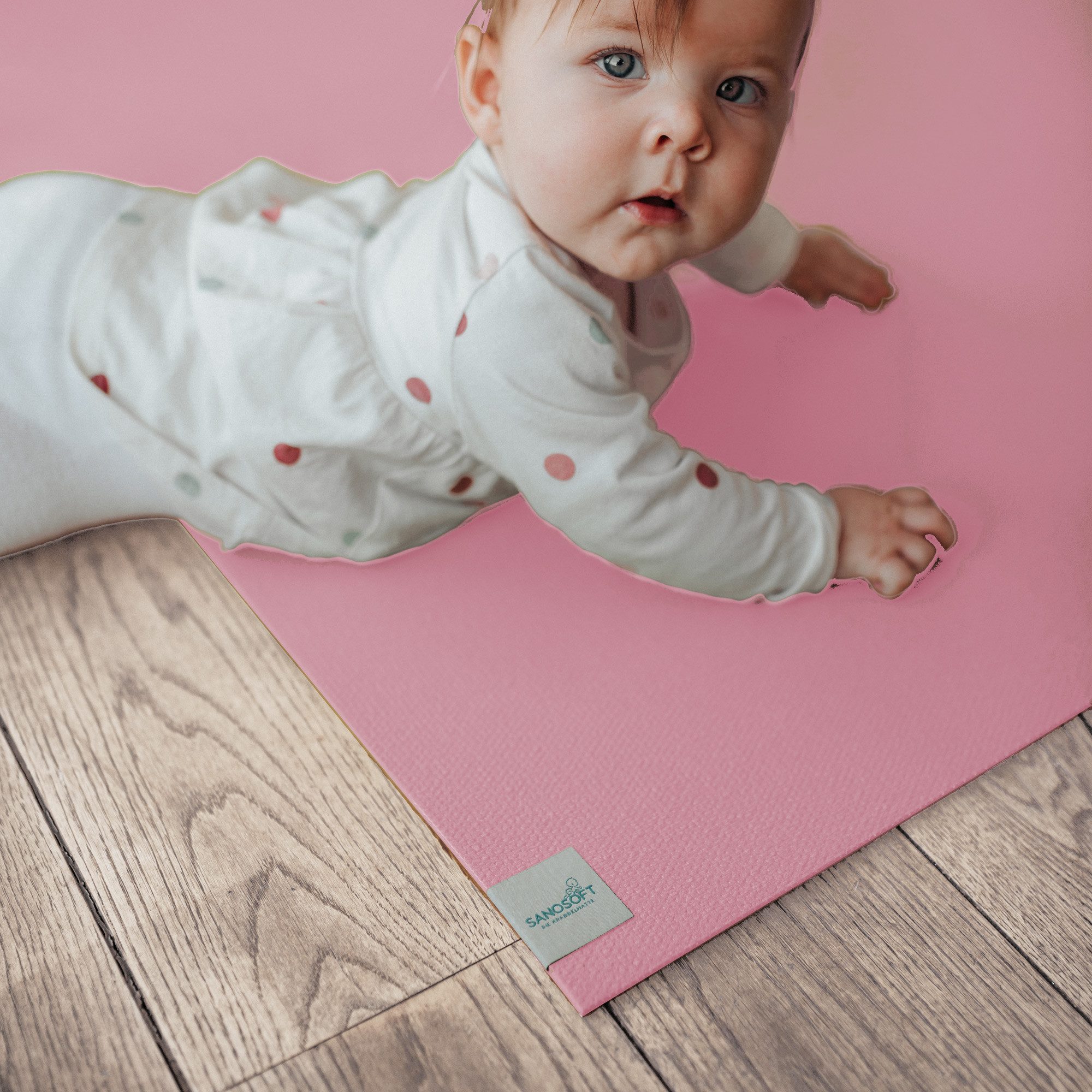 Sanosoft Spielmatte Krabbelmatte rutschfest Sanosoft® 120cm X 160cm Rosa, Oeko-Tex 100 - Made in Germany