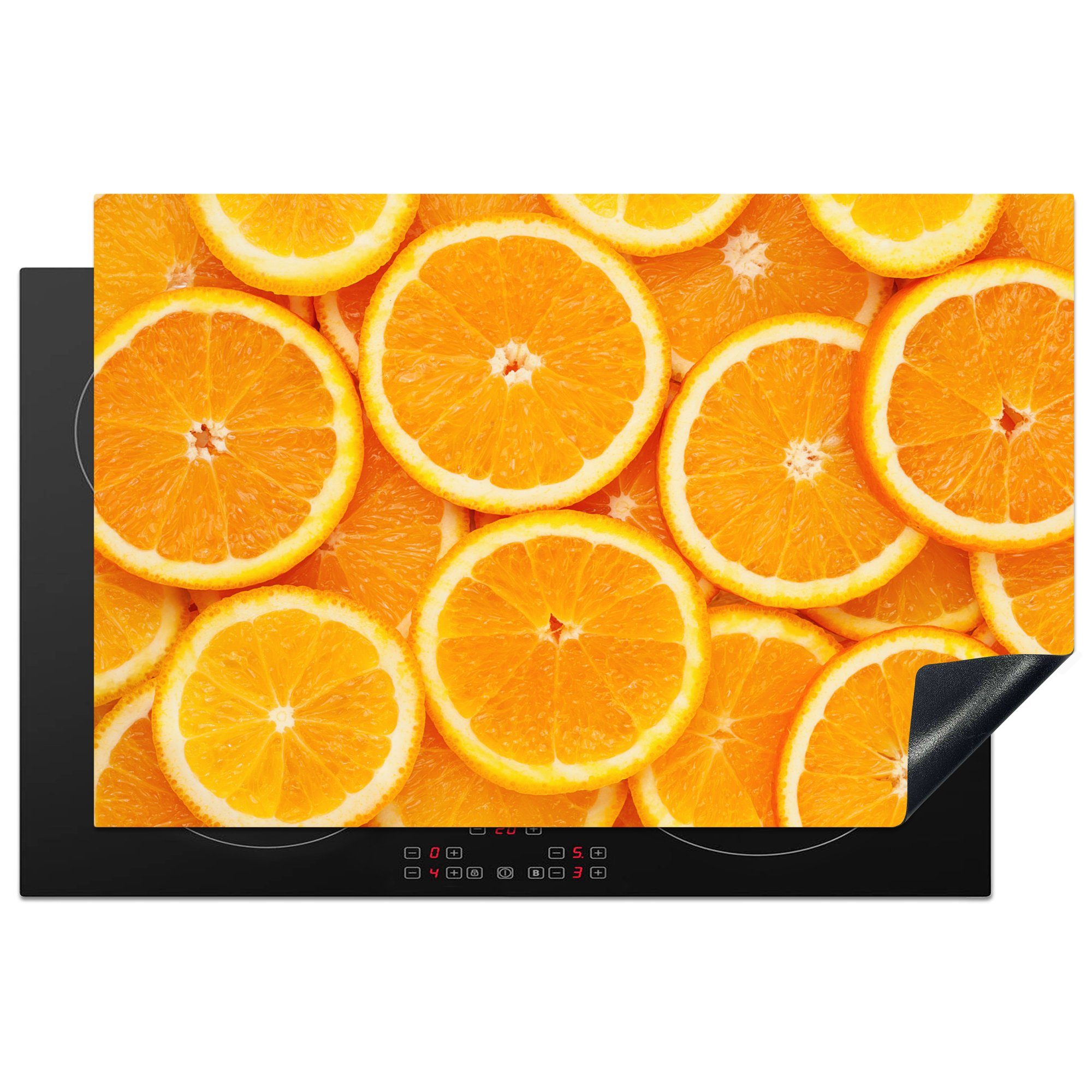 MuchoWow Herdblende-/Abdeckplatte Orange - Obst - Orange, Vinyl, (1 tlg), 81x52 cm, Induktionskochfeld Schutz für die küche, Ceranfeldabdeckung