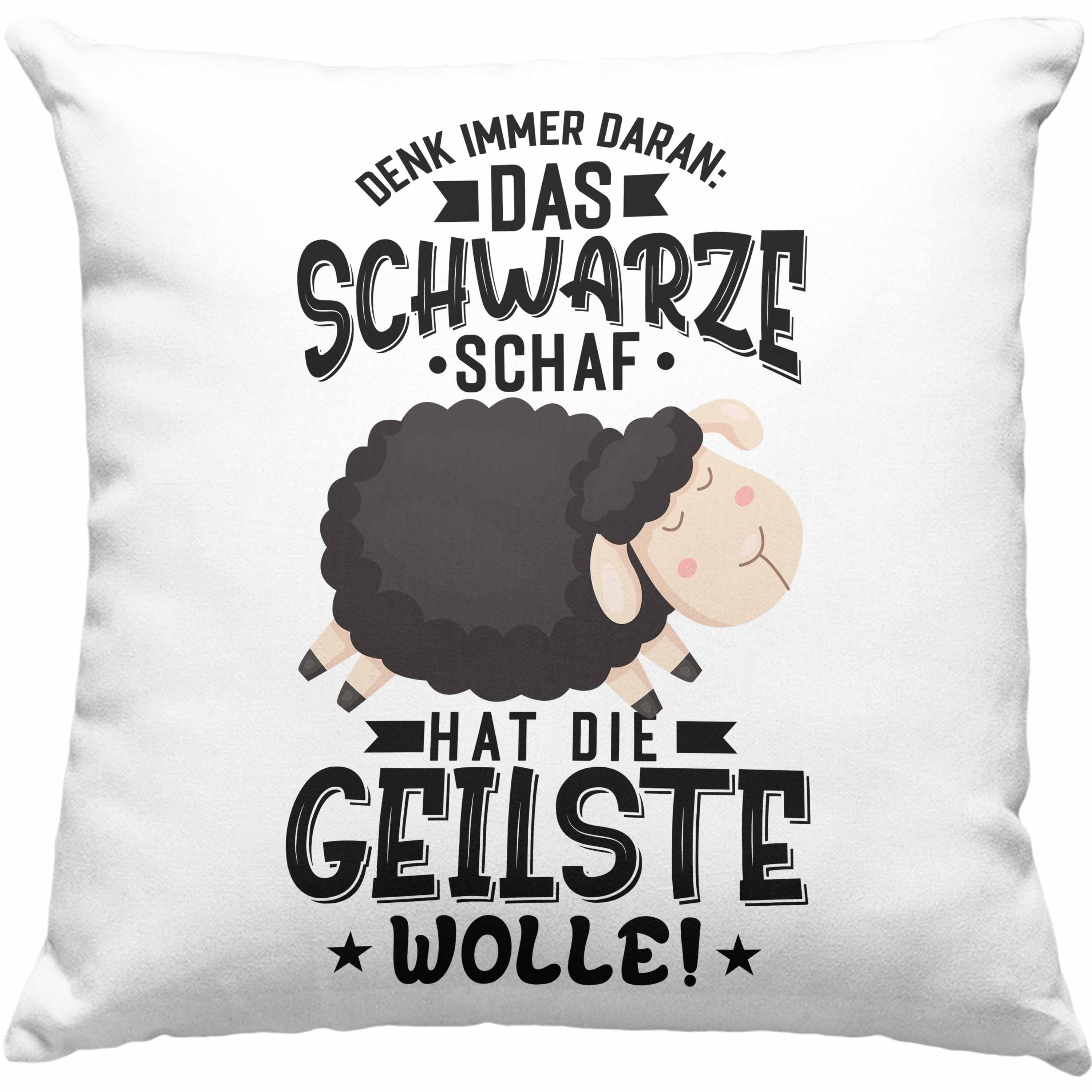 Trendation Dekokissen Trendation - Schwarzes Schaaf Kissen Beste Wolle Geschenkidee Lustiger Spruch Kollegin Arbeit Büro Dekokissen mit Füllung 40x40 Blau