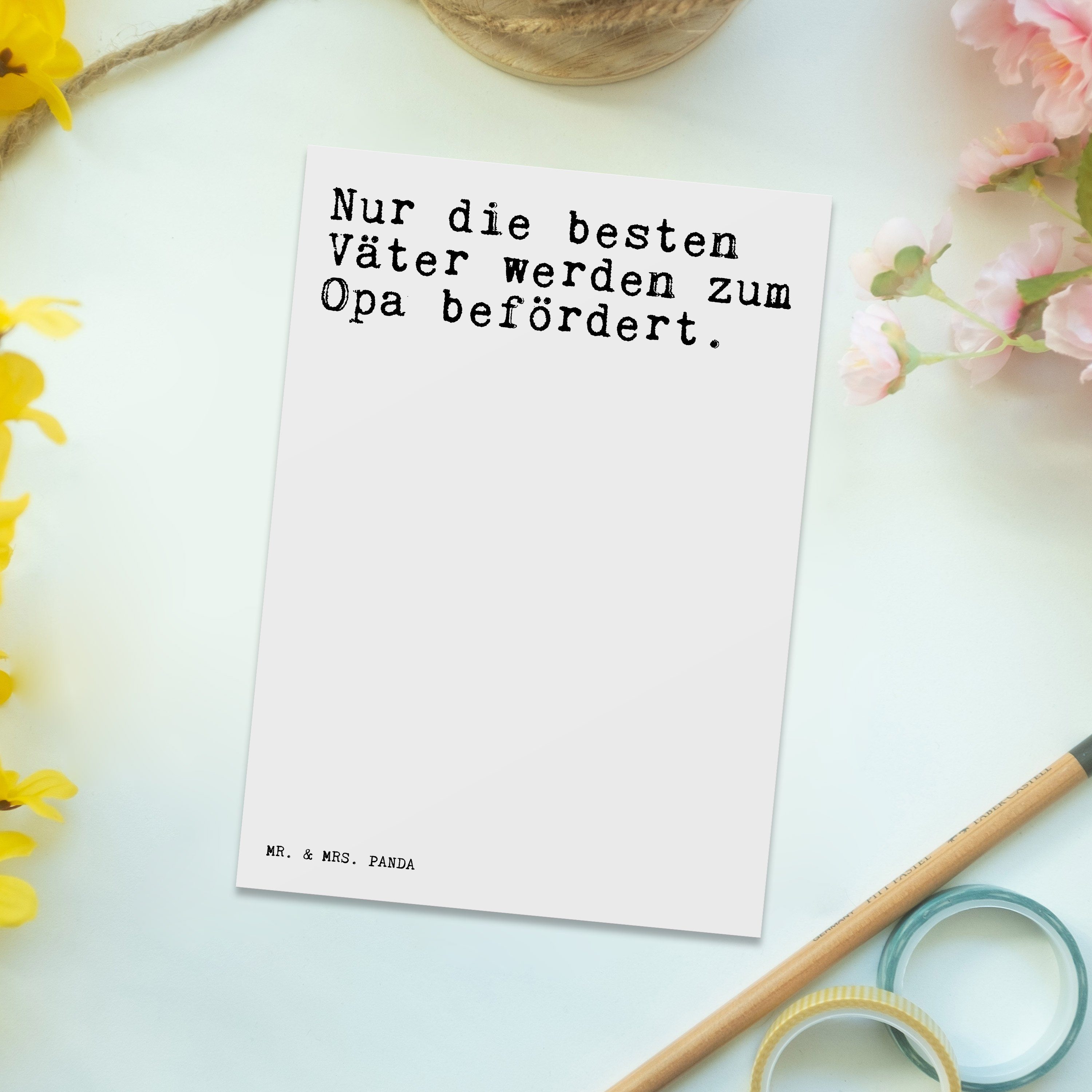 Mr. & Mrs. Spruch, Postkarte Nur Väter... die - Geschenk, - besten Opa Weiß Panda Einladungskart